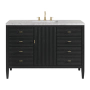 James Martin Myrrin 48" Single Vanity in Carbon Oak with 3cm Countertop and FreePower Wireless Charger