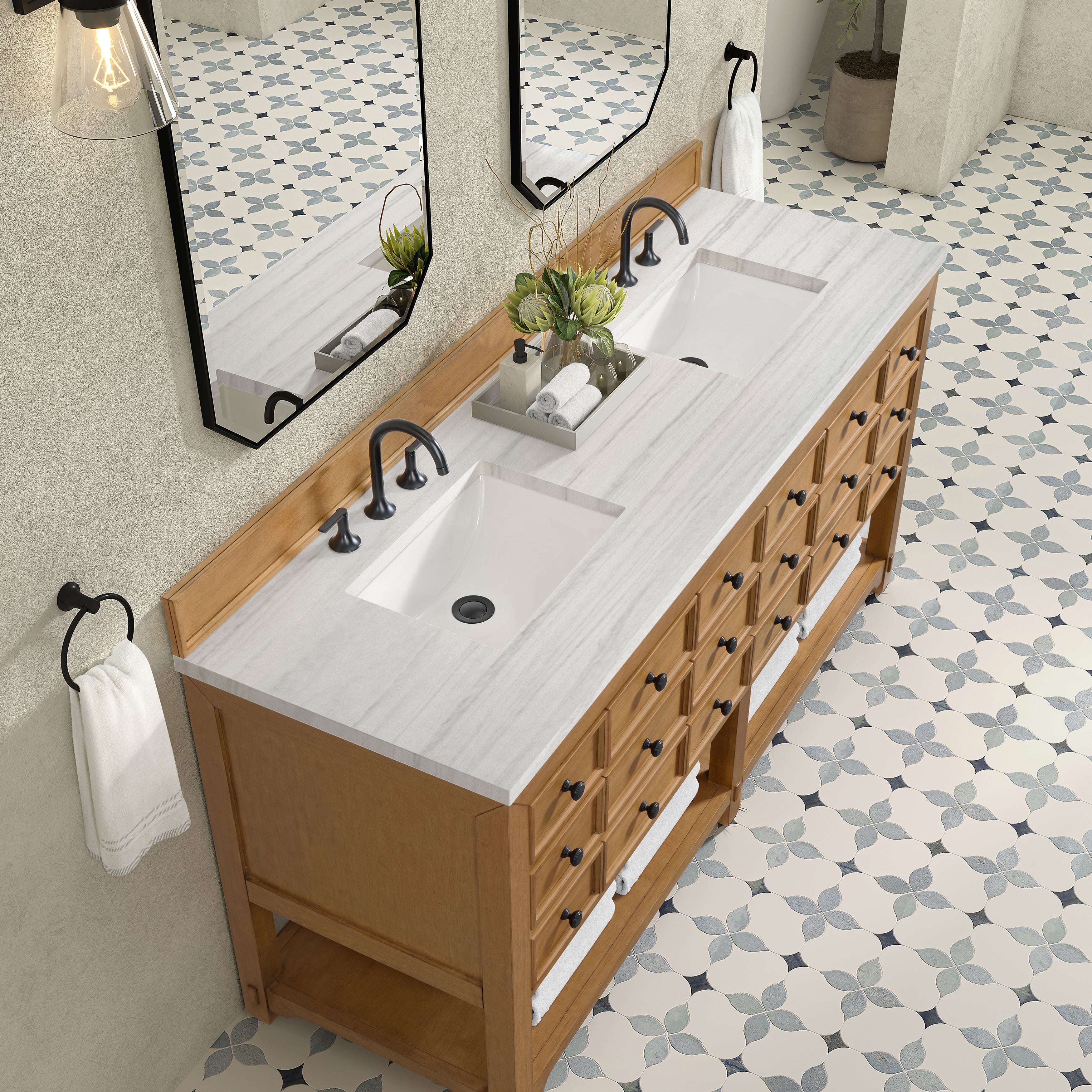 James Martin Malibu 72" Double Vanity in Amber Birch with 3cm Countertop
