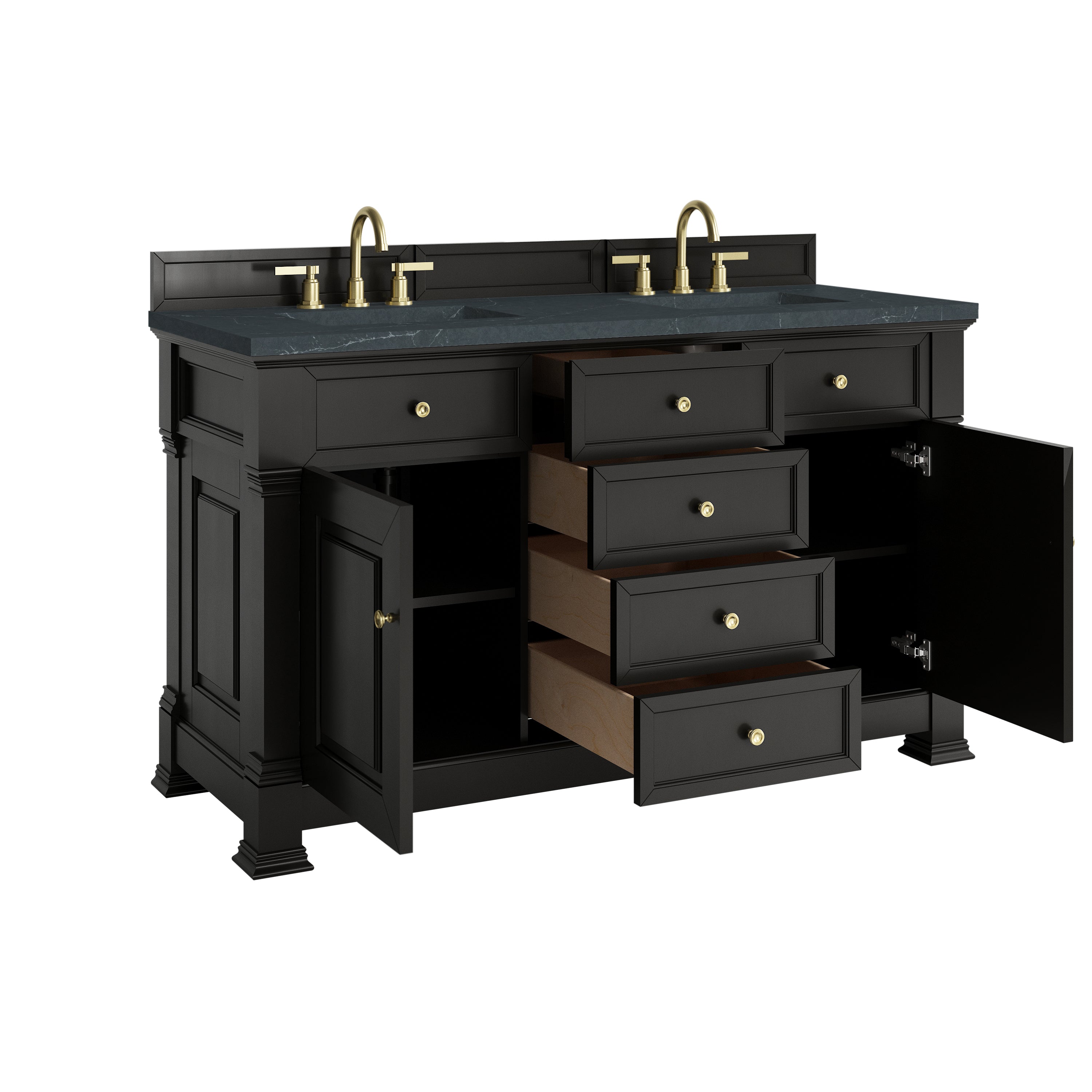 James Martin Brookfield 60" Double Vanity in Black Onyx with 3cm Countertop