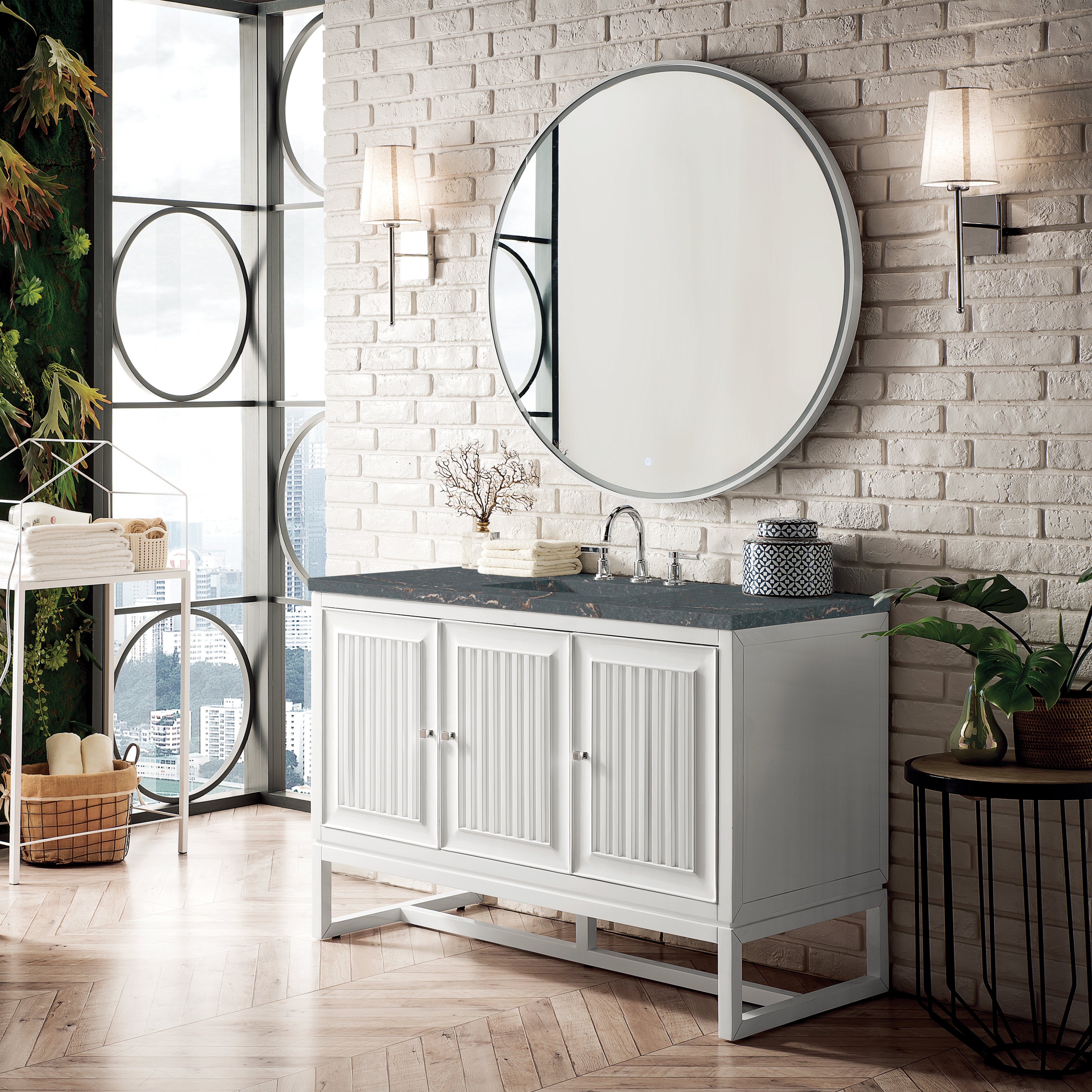 James Martin Athens 48" Single Vanity in Glossy White with 3cm Countertop