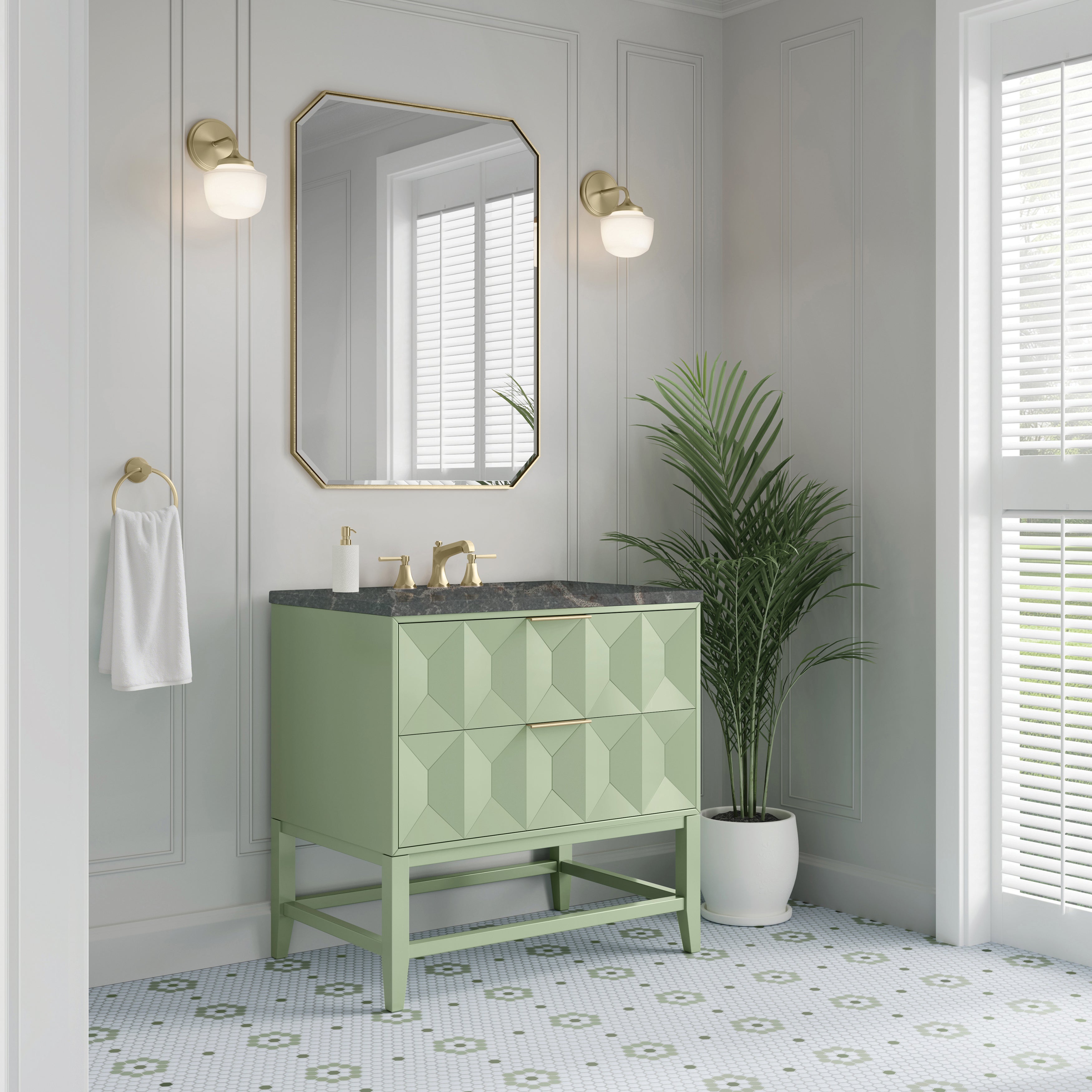 James Martin Emmeline 36" Single Vanity in Pistachio with 3cm Countertop