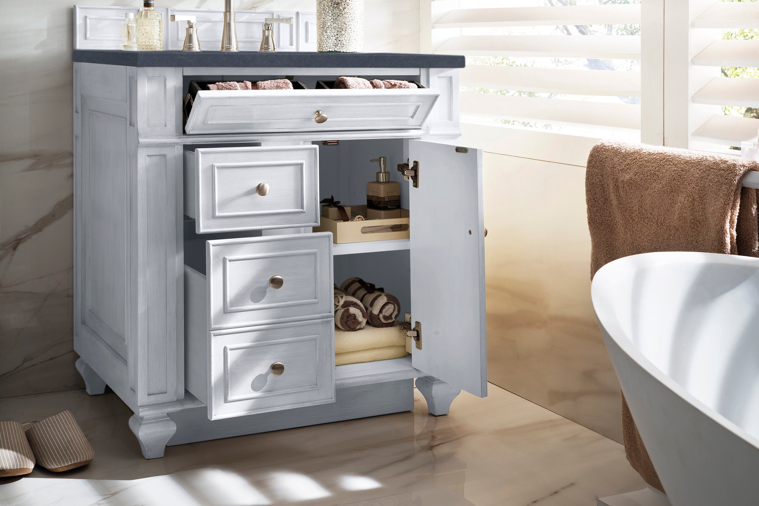 James Martin Bristol 30" Single Vanity in Bright White with 3cm Countertop
