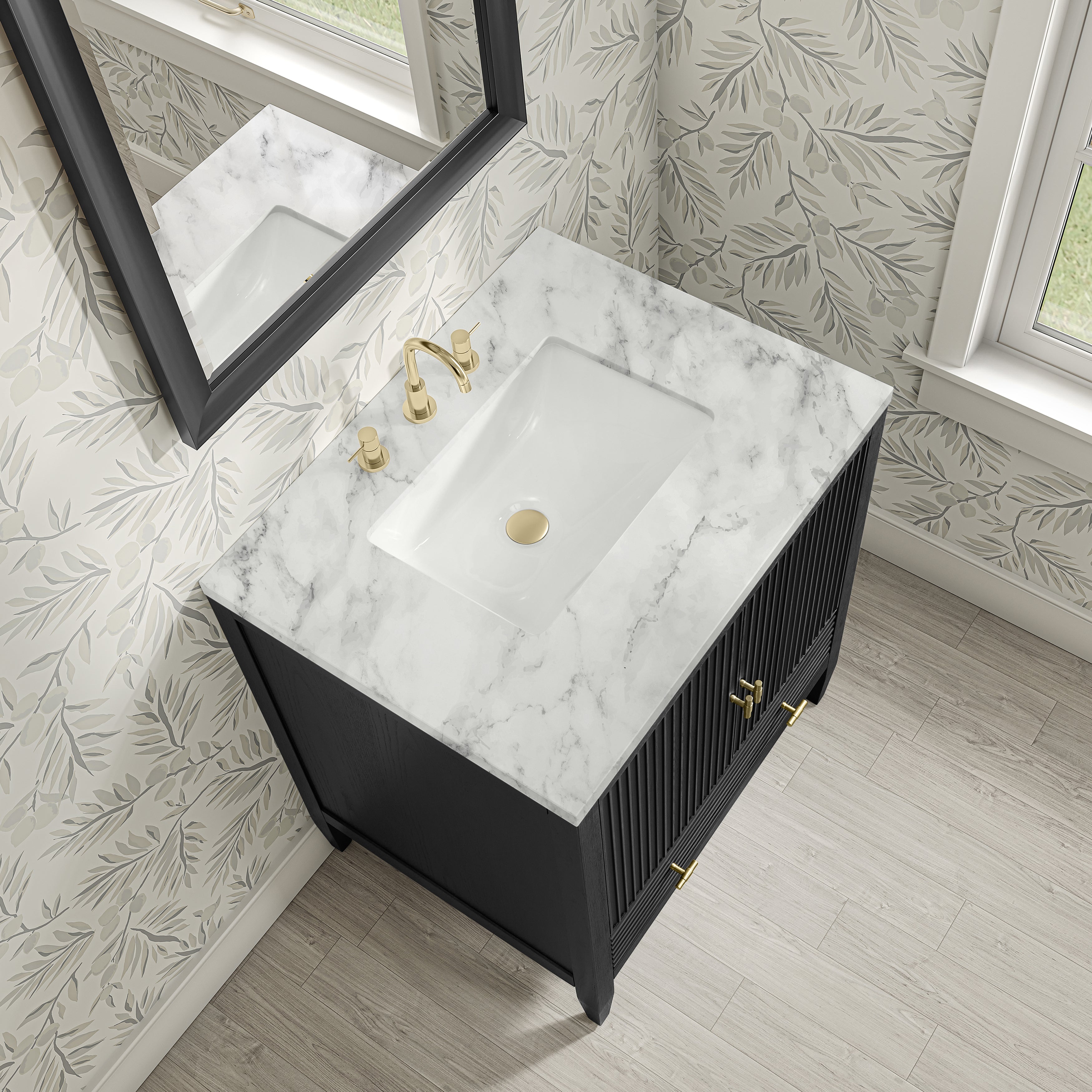James Martin Myrrin 30" Single Vanity in Carbon Oak with 3cm Countertop
