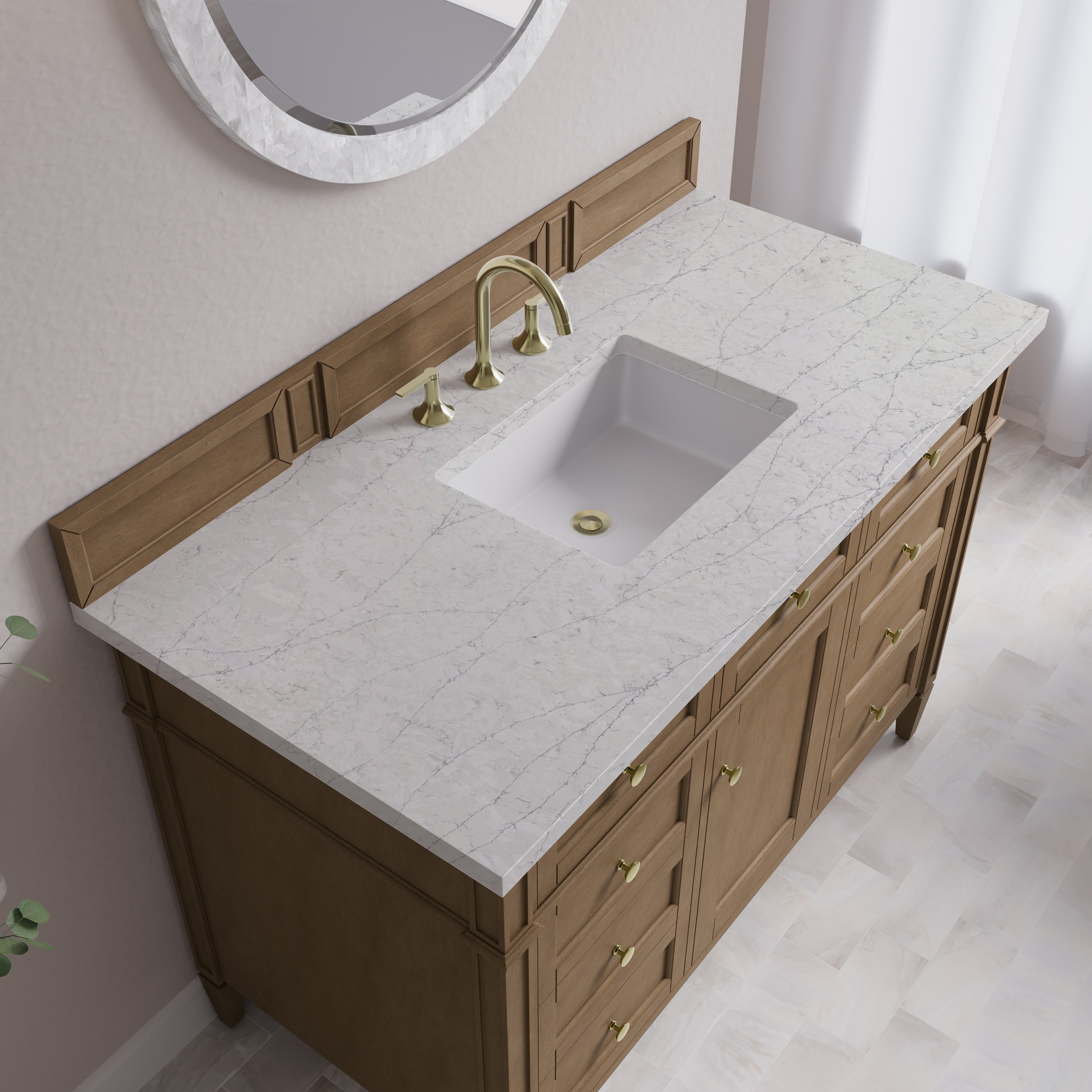 James Martin Brittany 48" Single Vanity in Pecan with 3cm Countertop