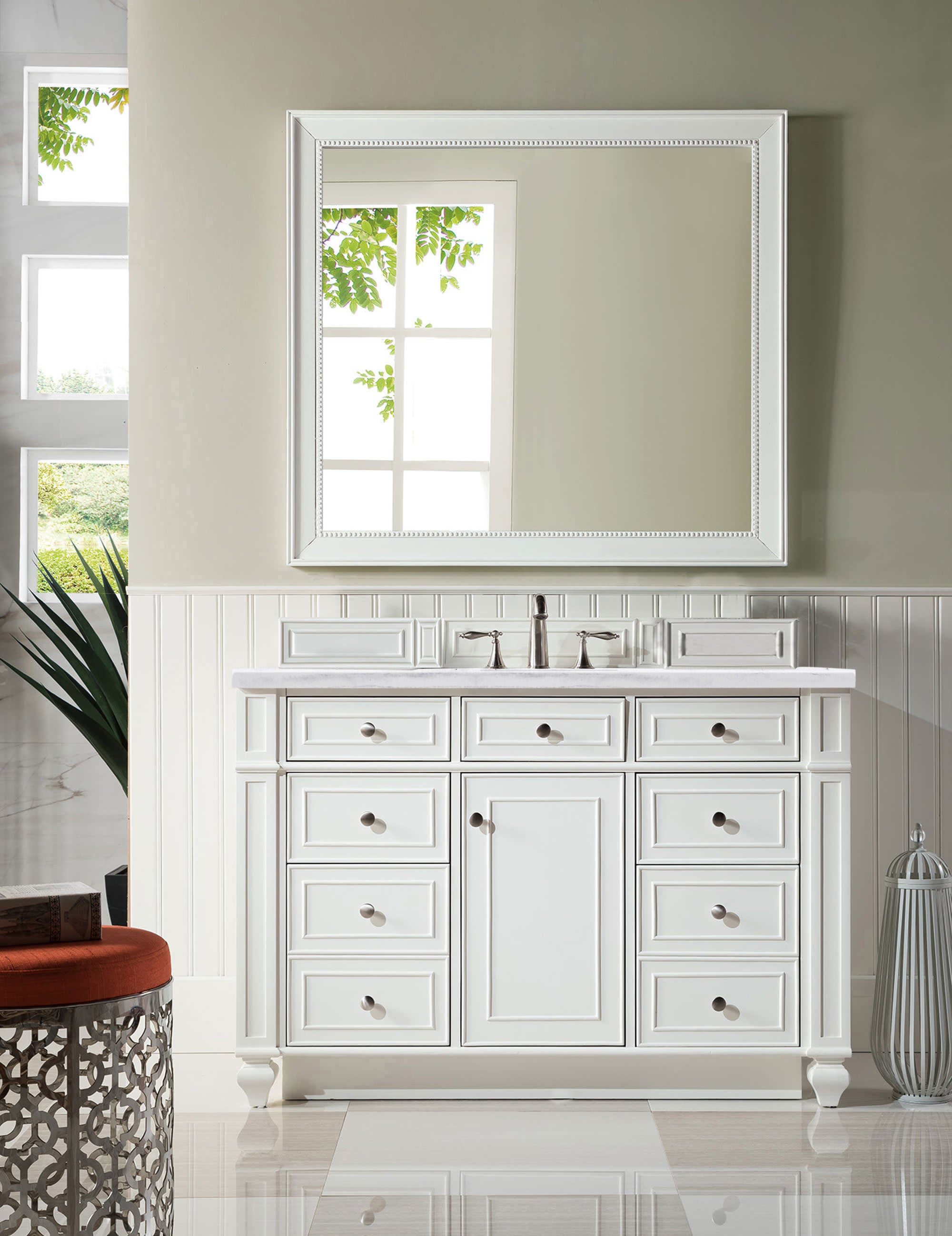 James Martin Bristol 48" Single Vanity in Bright White with 3cm Countertop