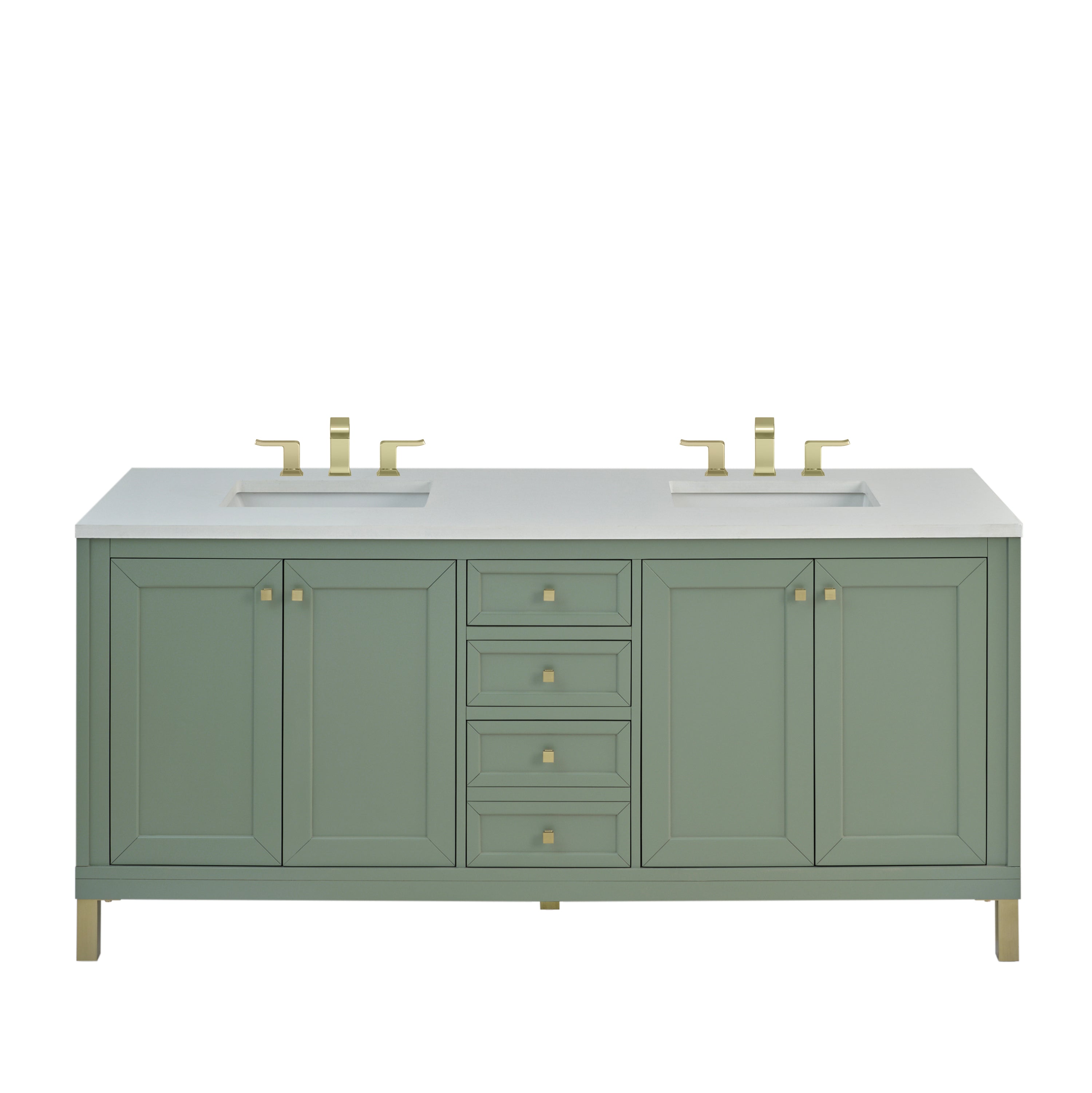 James Martin Chicago 72" Double Vanity in Smokey Celadon with 3cm Countertop