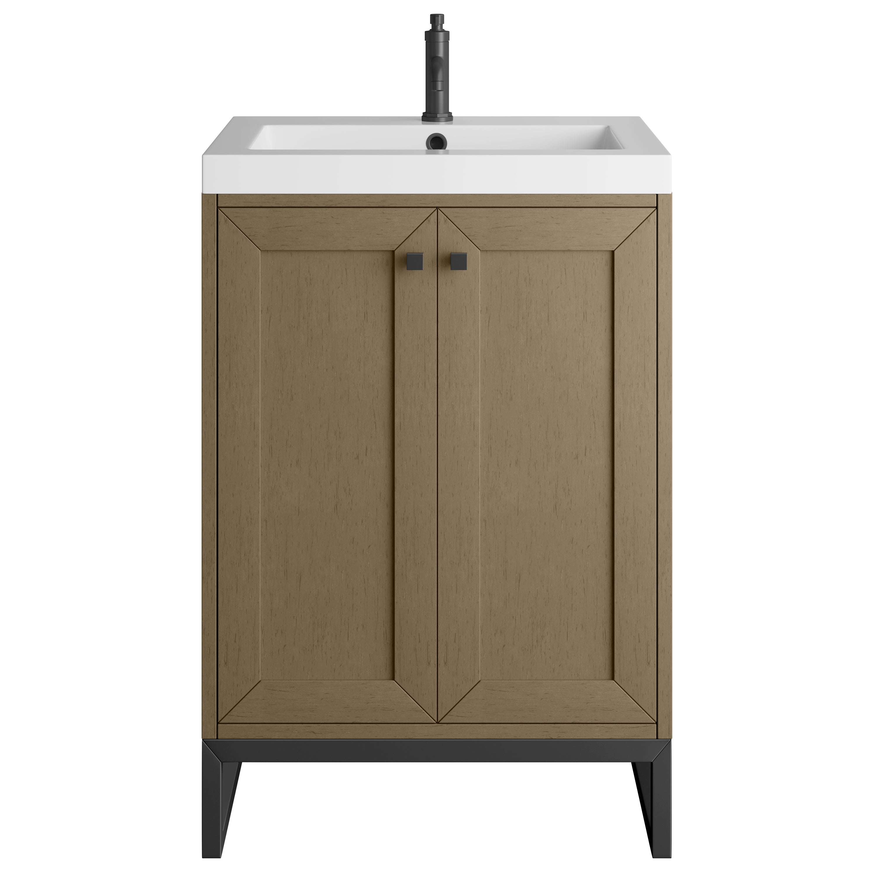James Martin Chianti 24" Single Vanity in Glossy White with White Glossy Composite Stone Top
