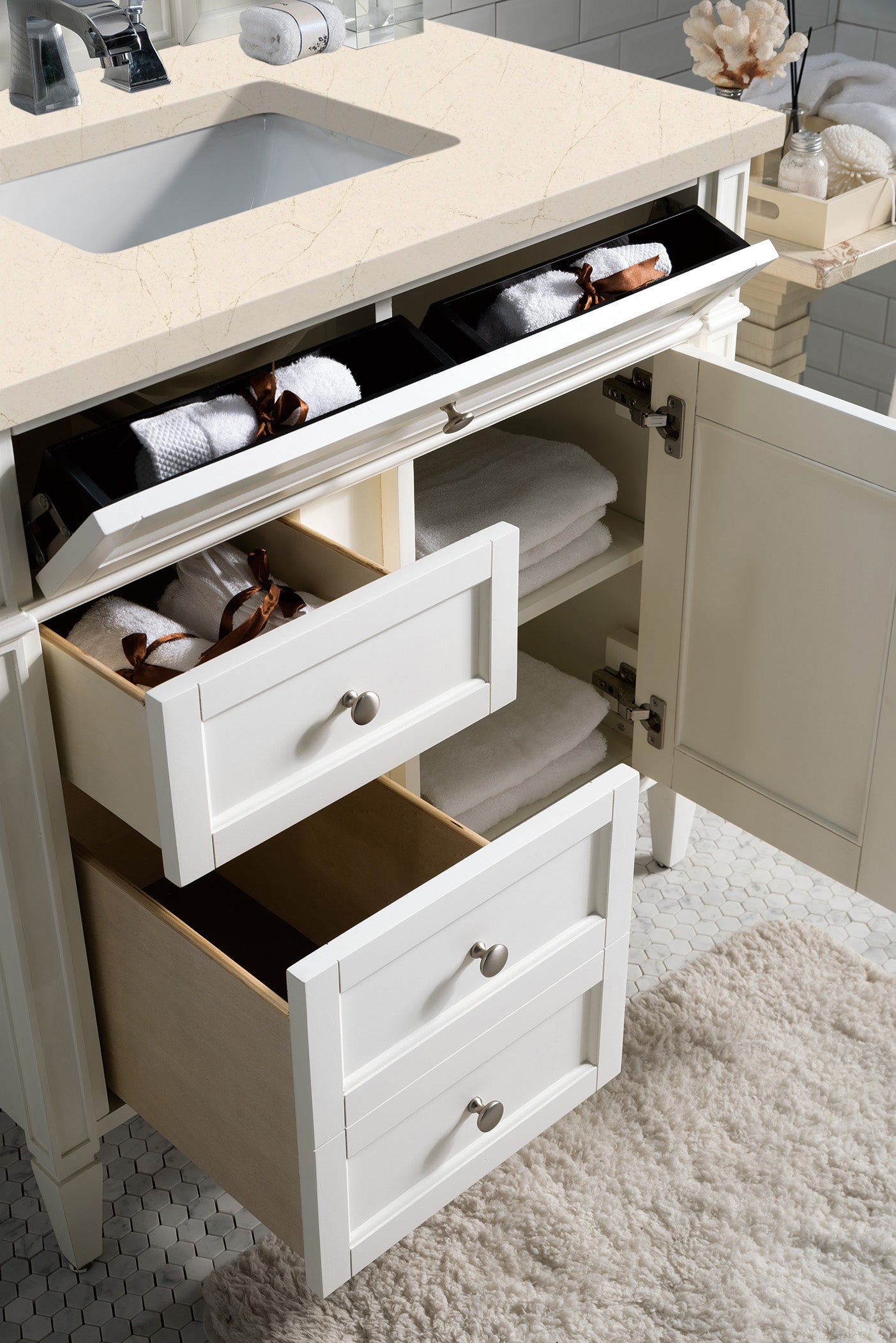 James Martin Brittany 36" Single Vanity in Bright White with 3cm Countertop