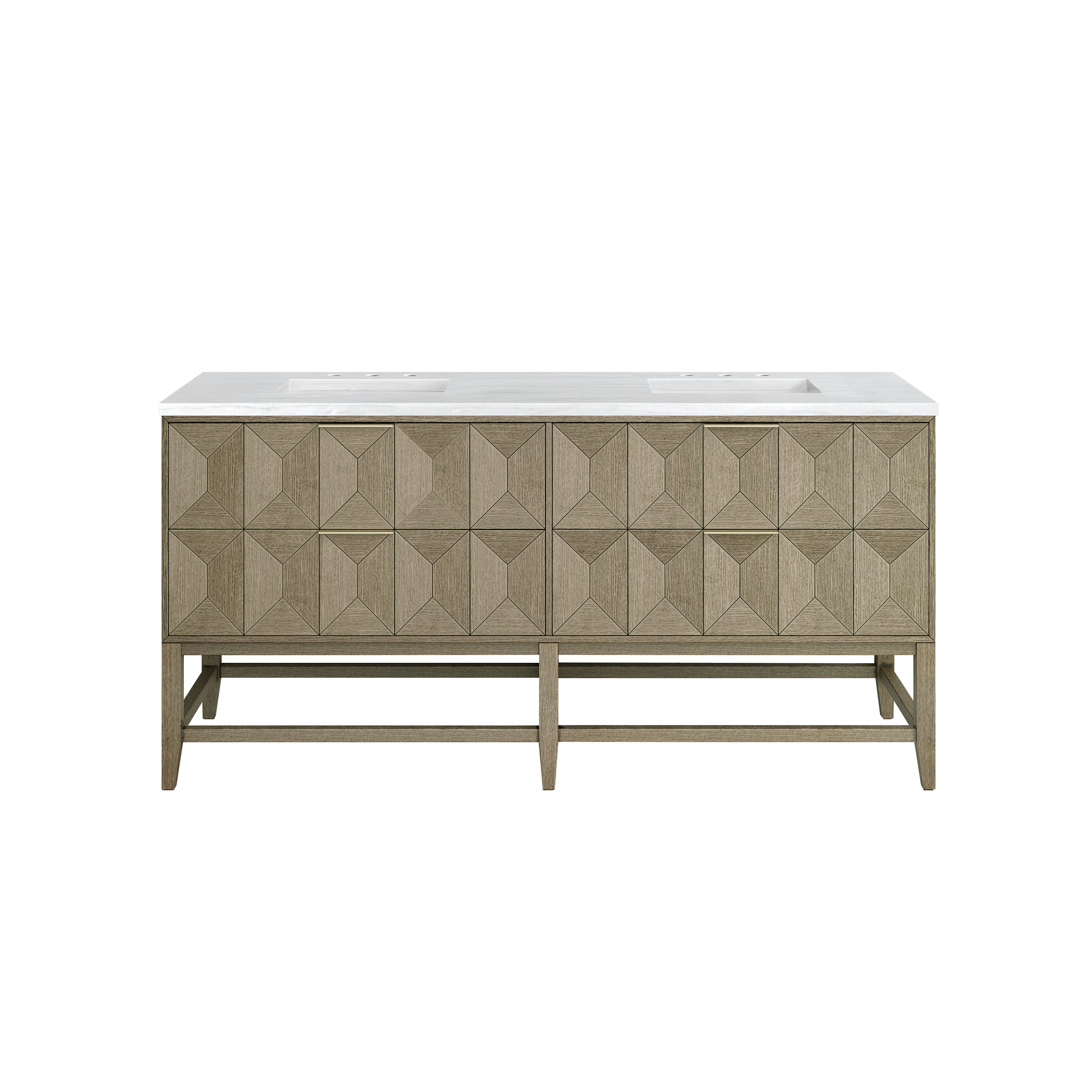 James Martin Emmeline 72" Double Vanity in Pebble Oak with 3cm Countertop
