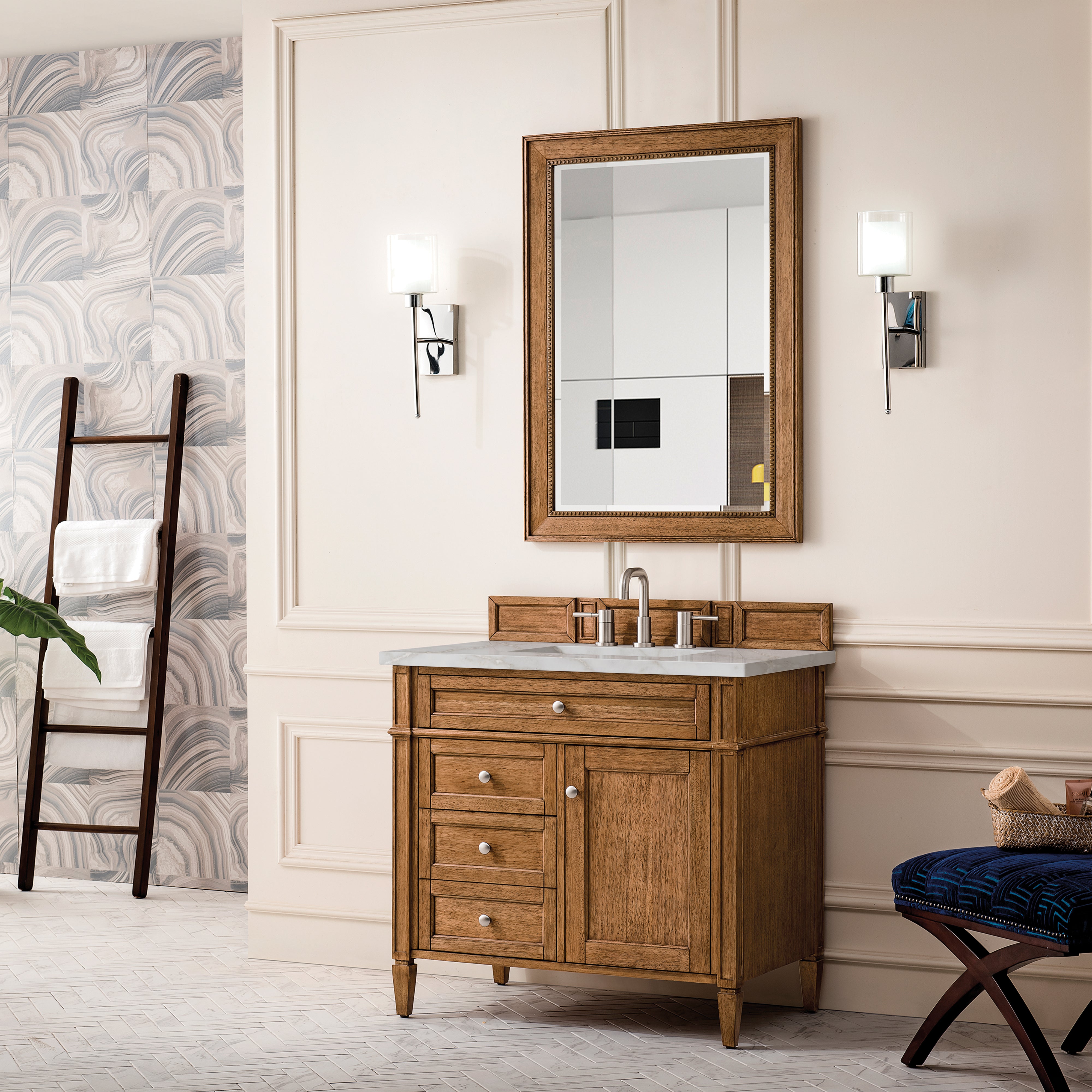 James Martin Brittany 36" Single Vanity in Saddle Brown with 3cm Countertop