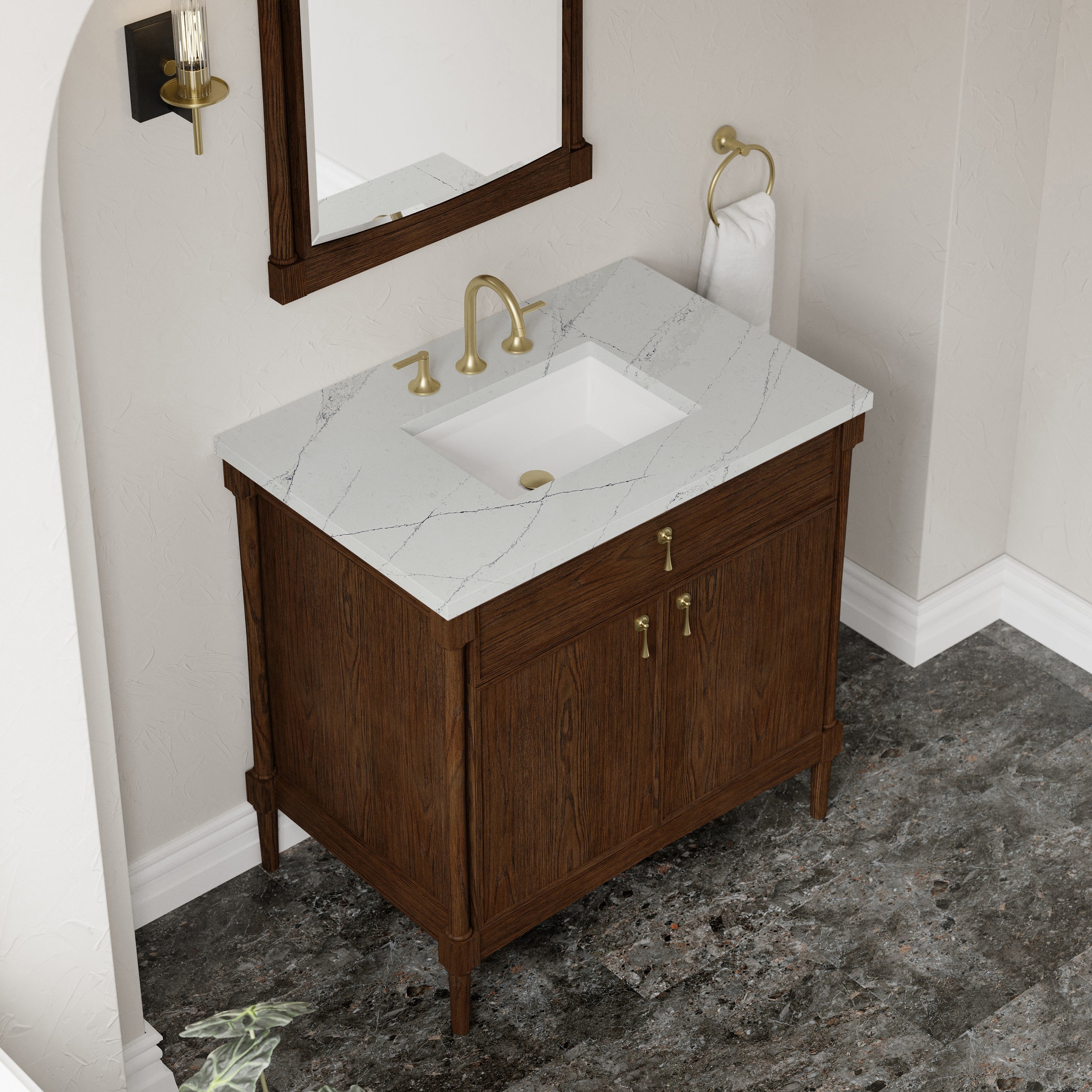 James Martin Kinnsden 36" Single Vanity in Sable Oak with 3cm Countertop