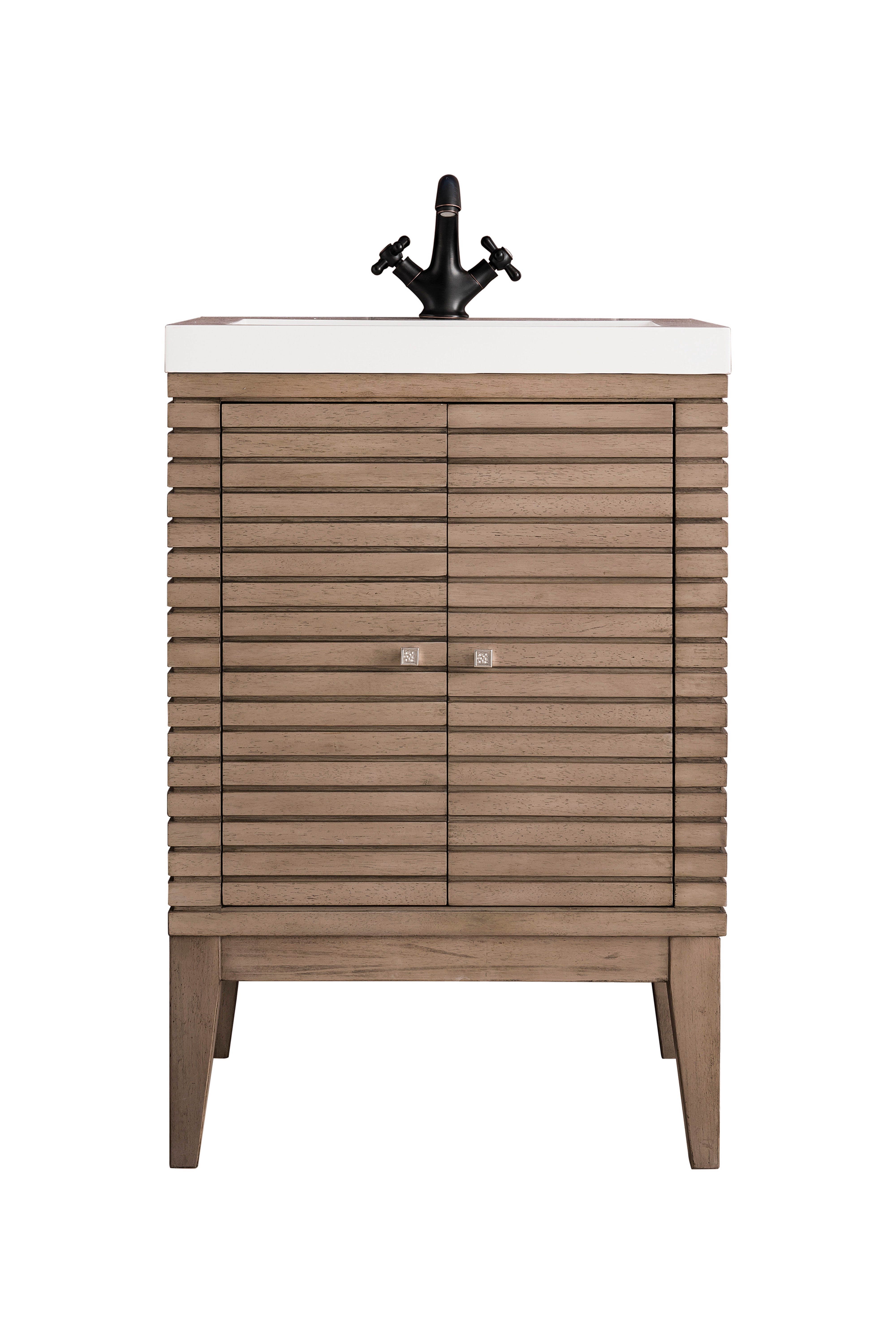 James Martin Linden 24" Single Vanity with White Glossy Composite Stone Top
