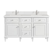 James Martin Lorelai 60" Double Vanity in Bright White with 3cm Countertop