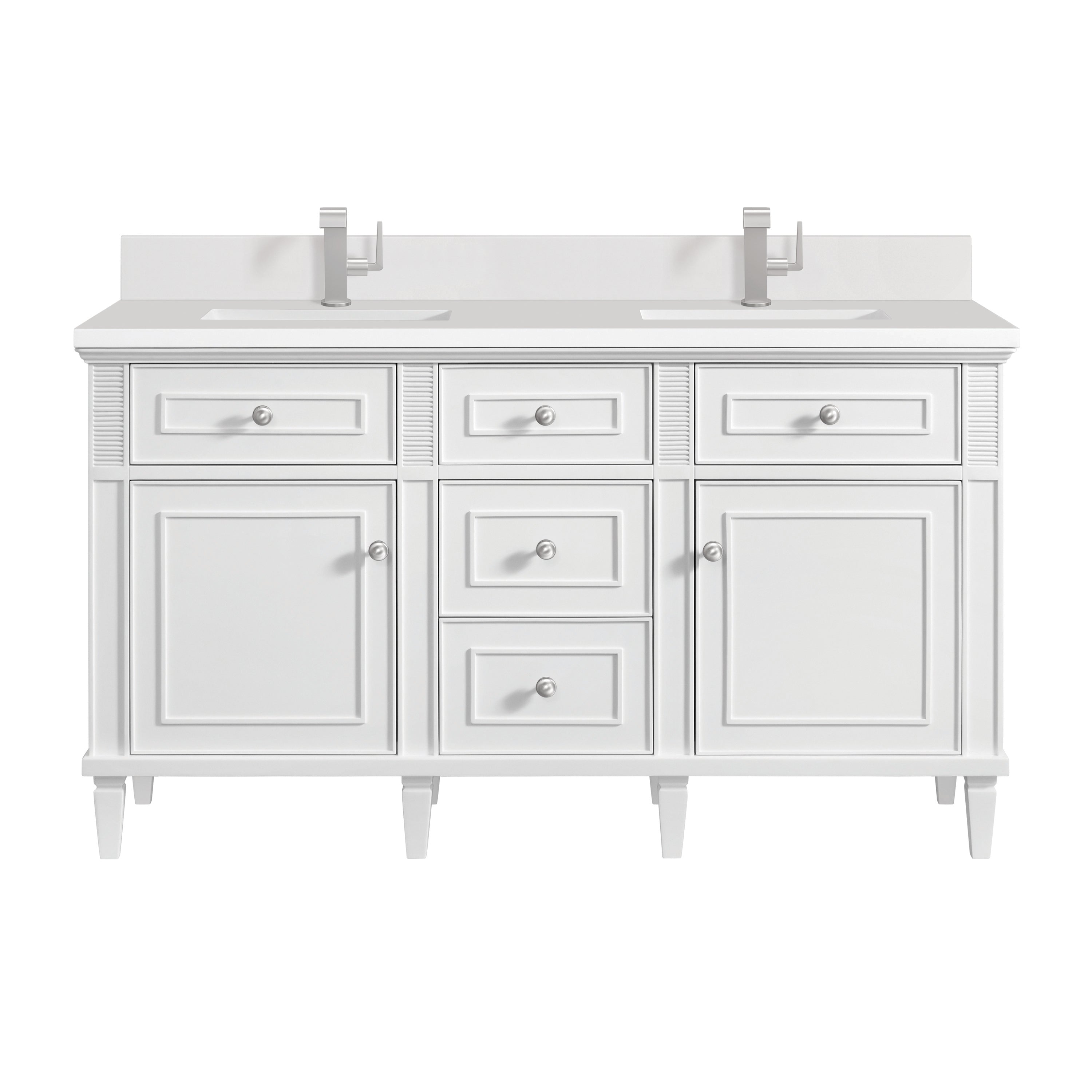 James Martin Lorelai 60" Double Vanity in Bright White with 3cm Countertop