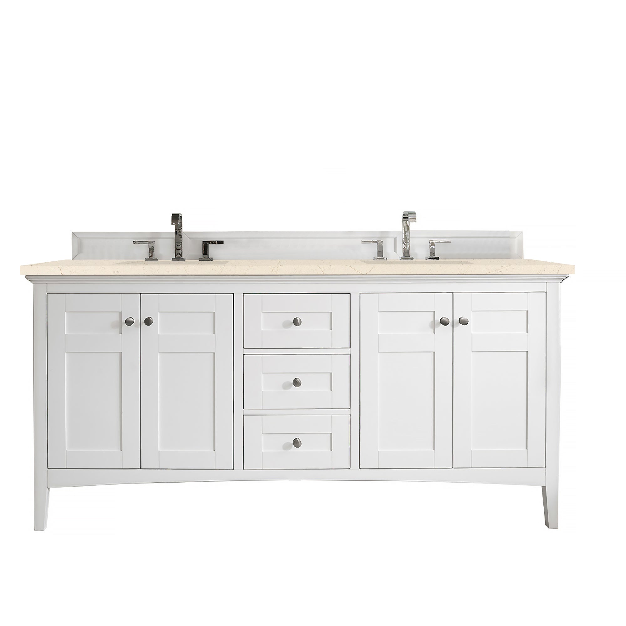 James Martin Palisades 72" Double Vanity in Bright White with 3cm Countertop