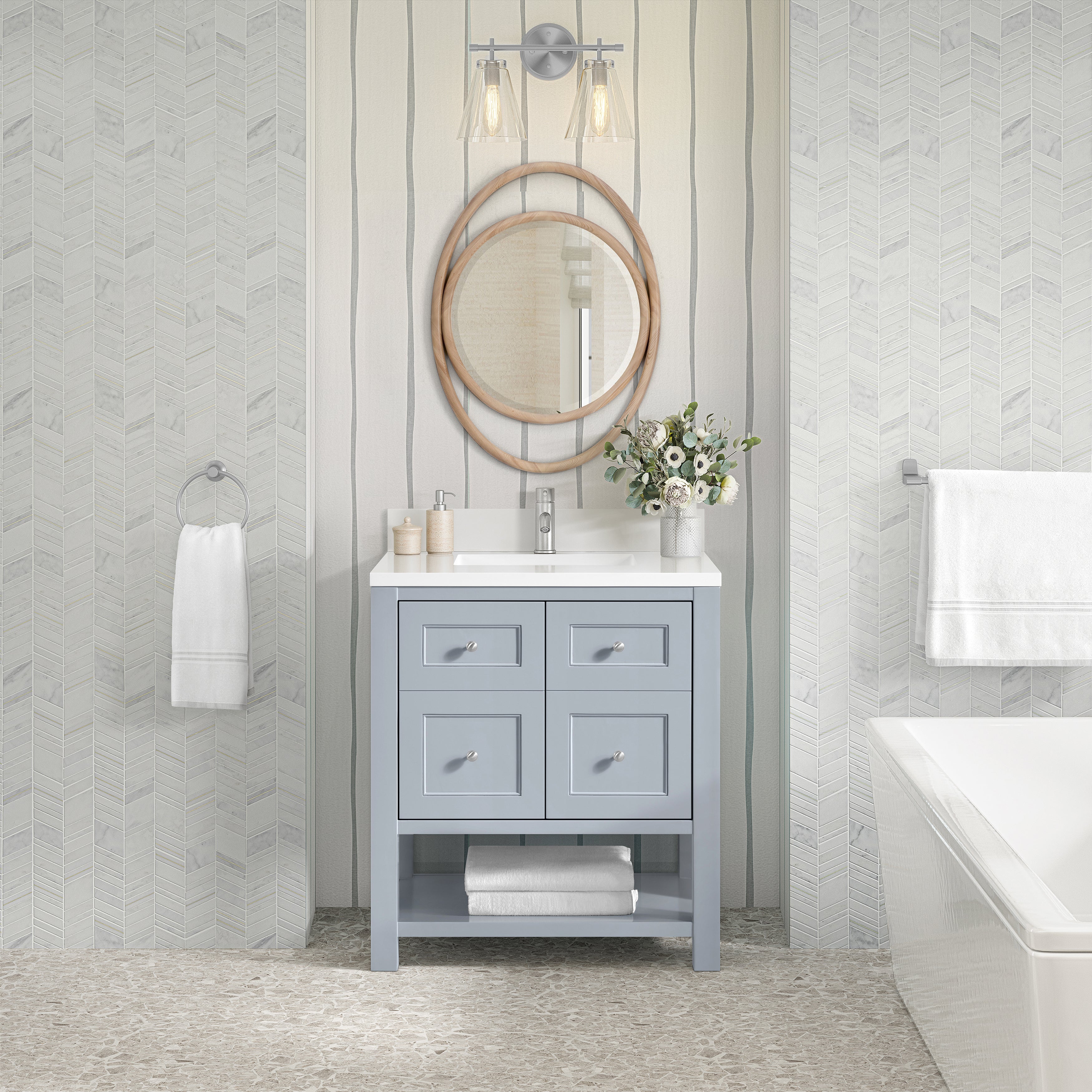 James Martin Breckenridge 30" Single in Serenity Blue with 3cm Countertop