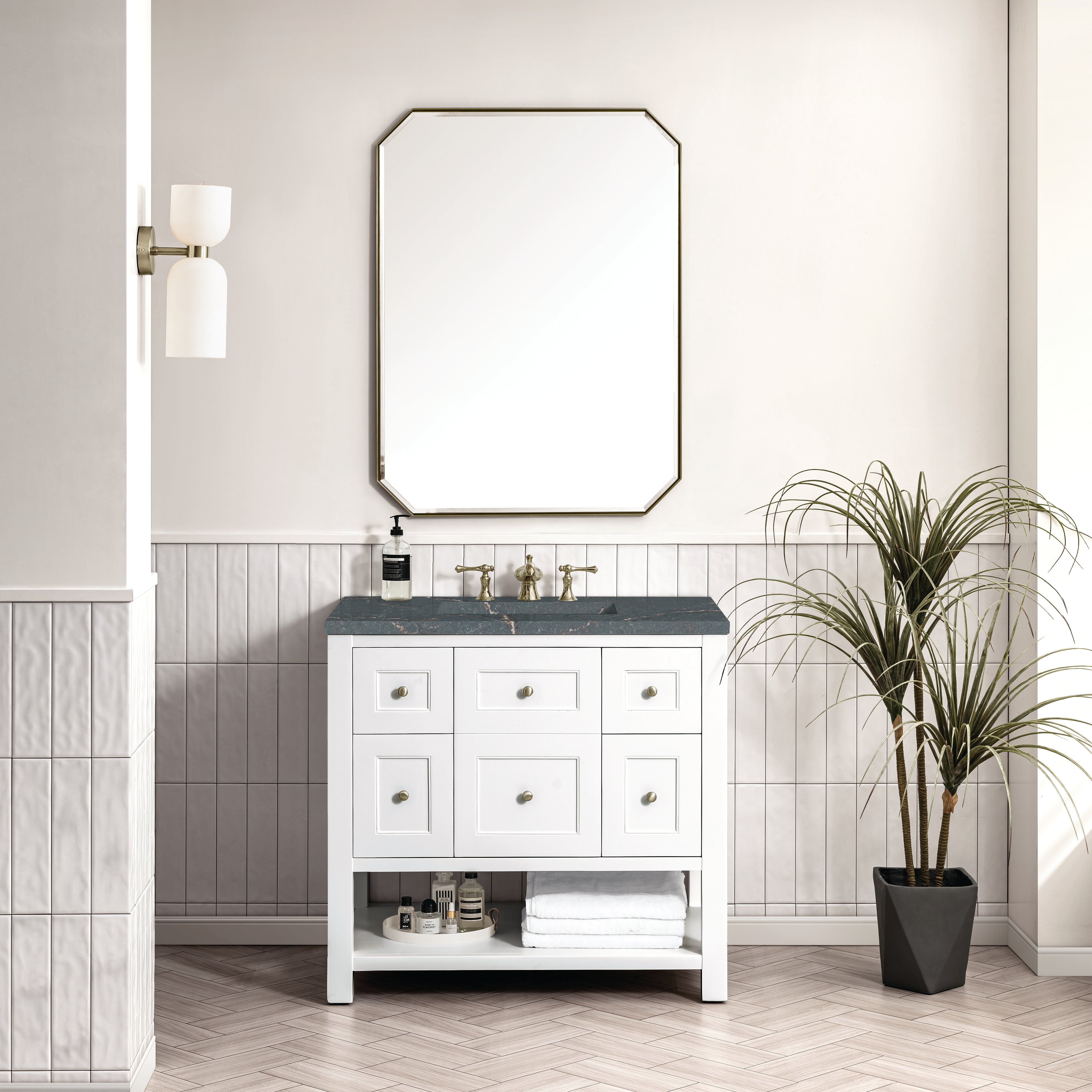 James Martin Breckenridge 36" Single Vanity in Bright White with 3cm Countertop