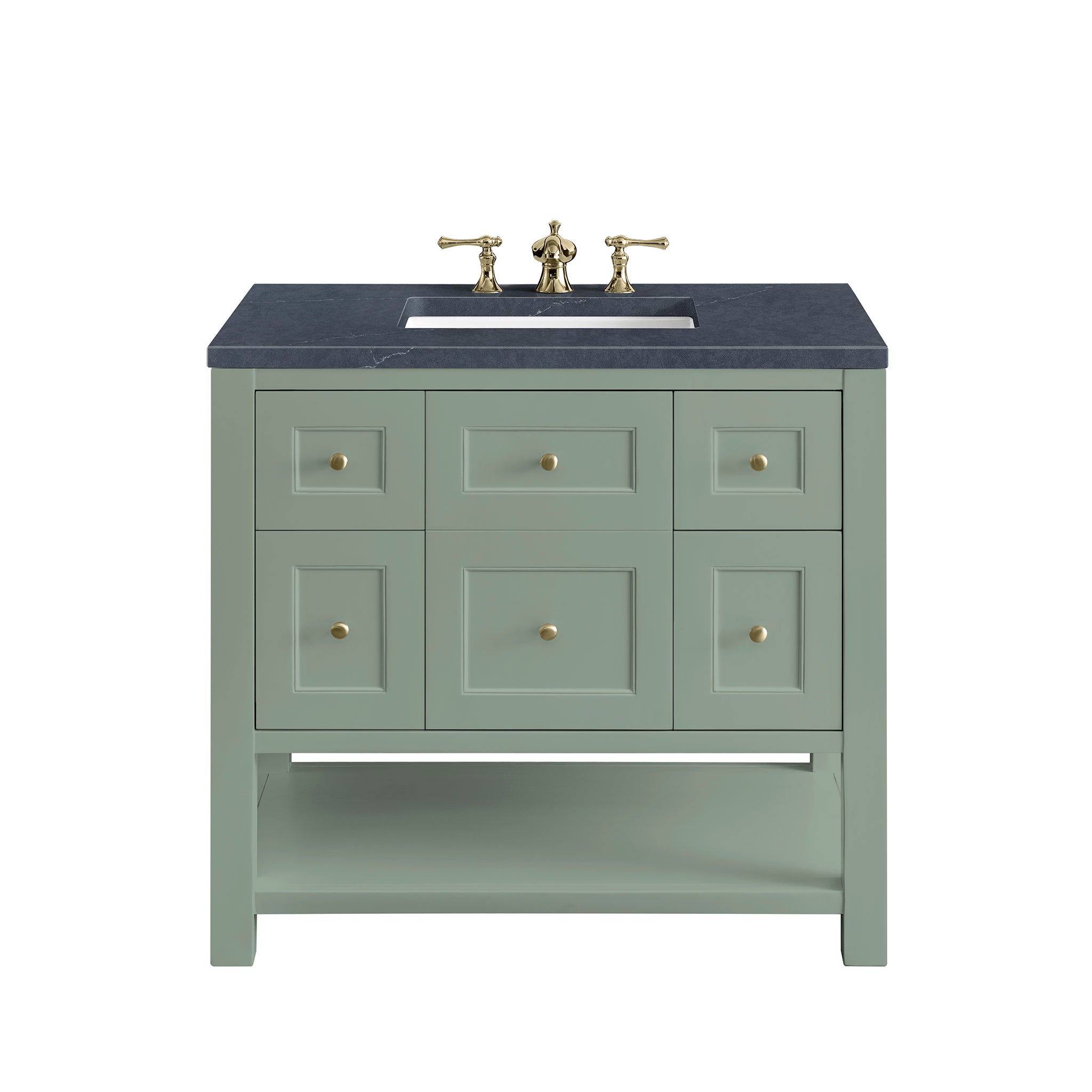 James Martin Breckenridge 36" Single Vanity in Smokey Celadon with 3cm Countertop