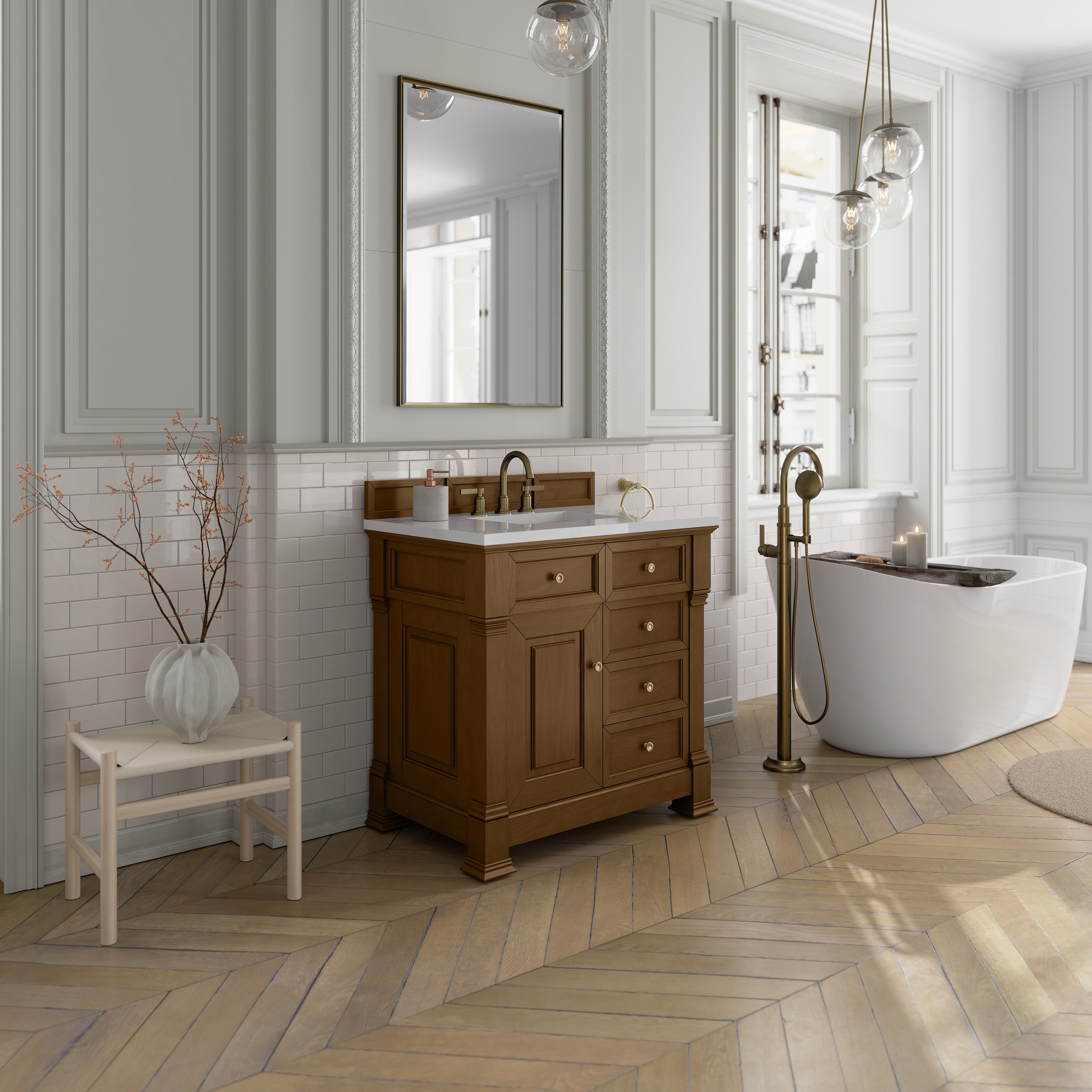 James Martin Brookfield 36" Single Vanity in Honey Oak with 3cm Countertop