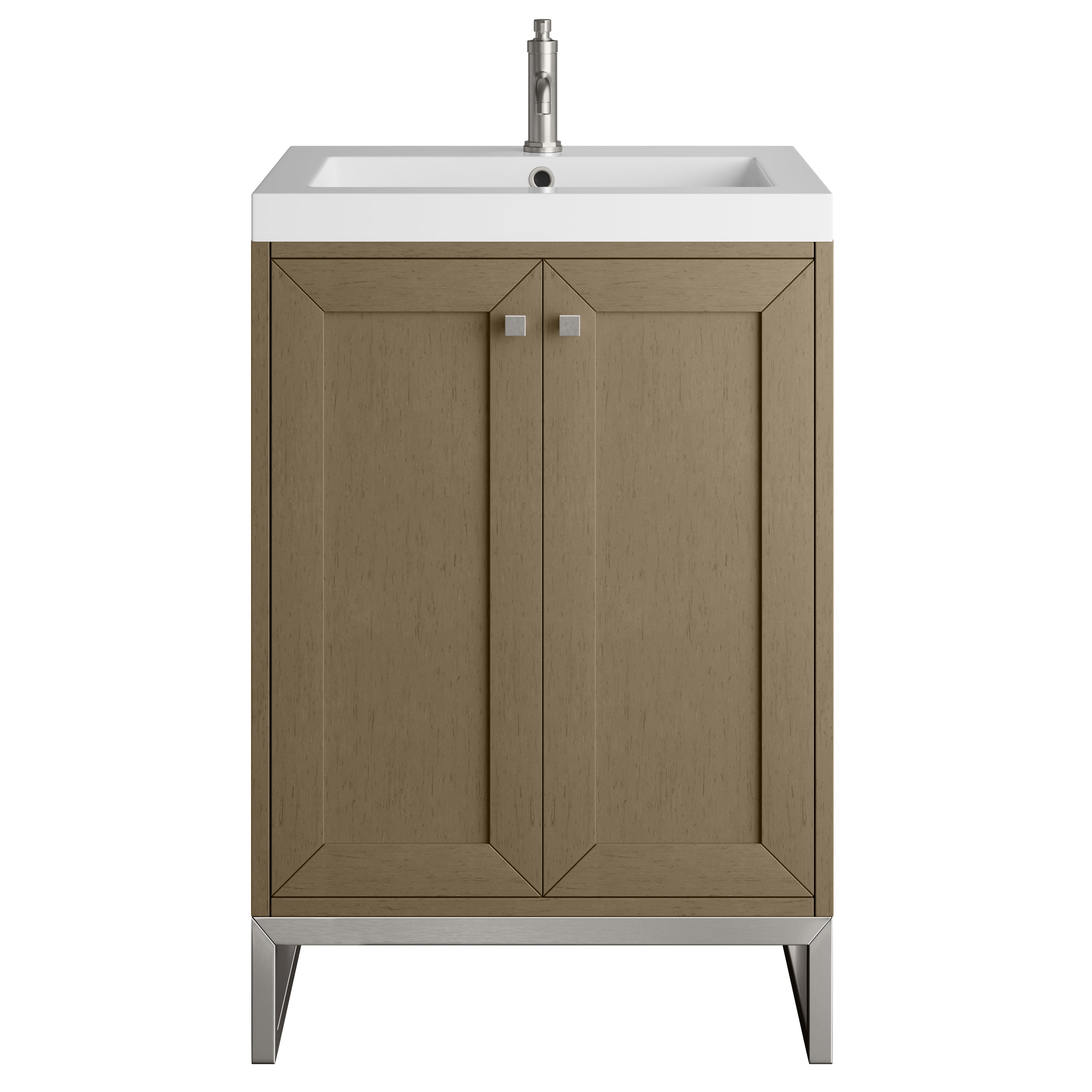 James Martin Chianti 24" Single Vanity in Glossy White with White Glossy Composite Stone Top