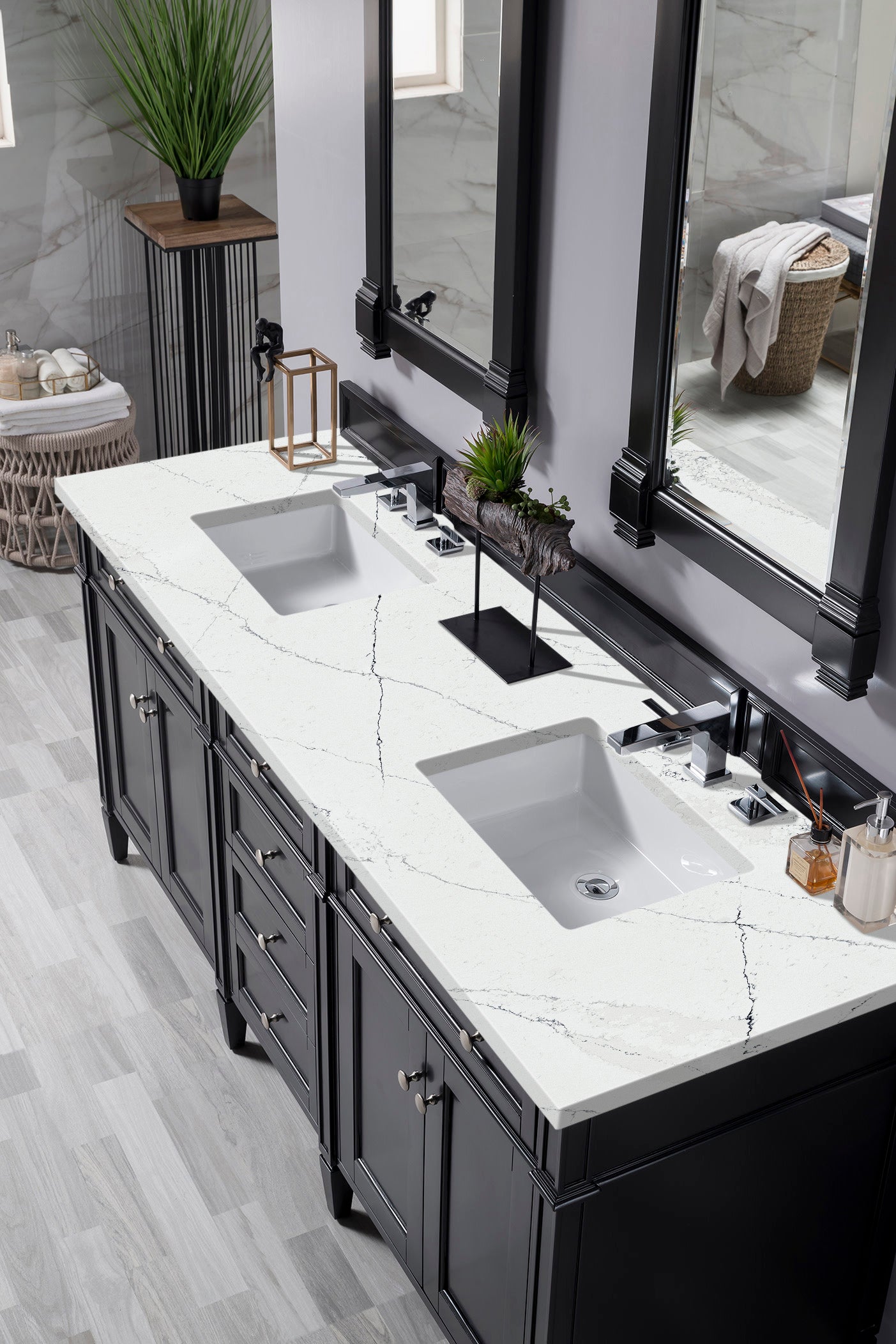 James Martin Brittany 72" Double Vanity in Black Onyx with 3cm Countertop