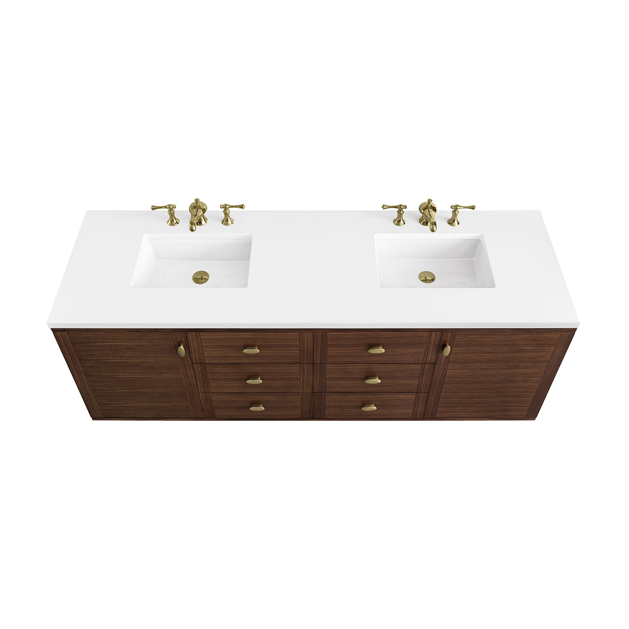 James Martin Amberly 72" Double Vanity in Mid-Century Walnut with 3cm Countertop
