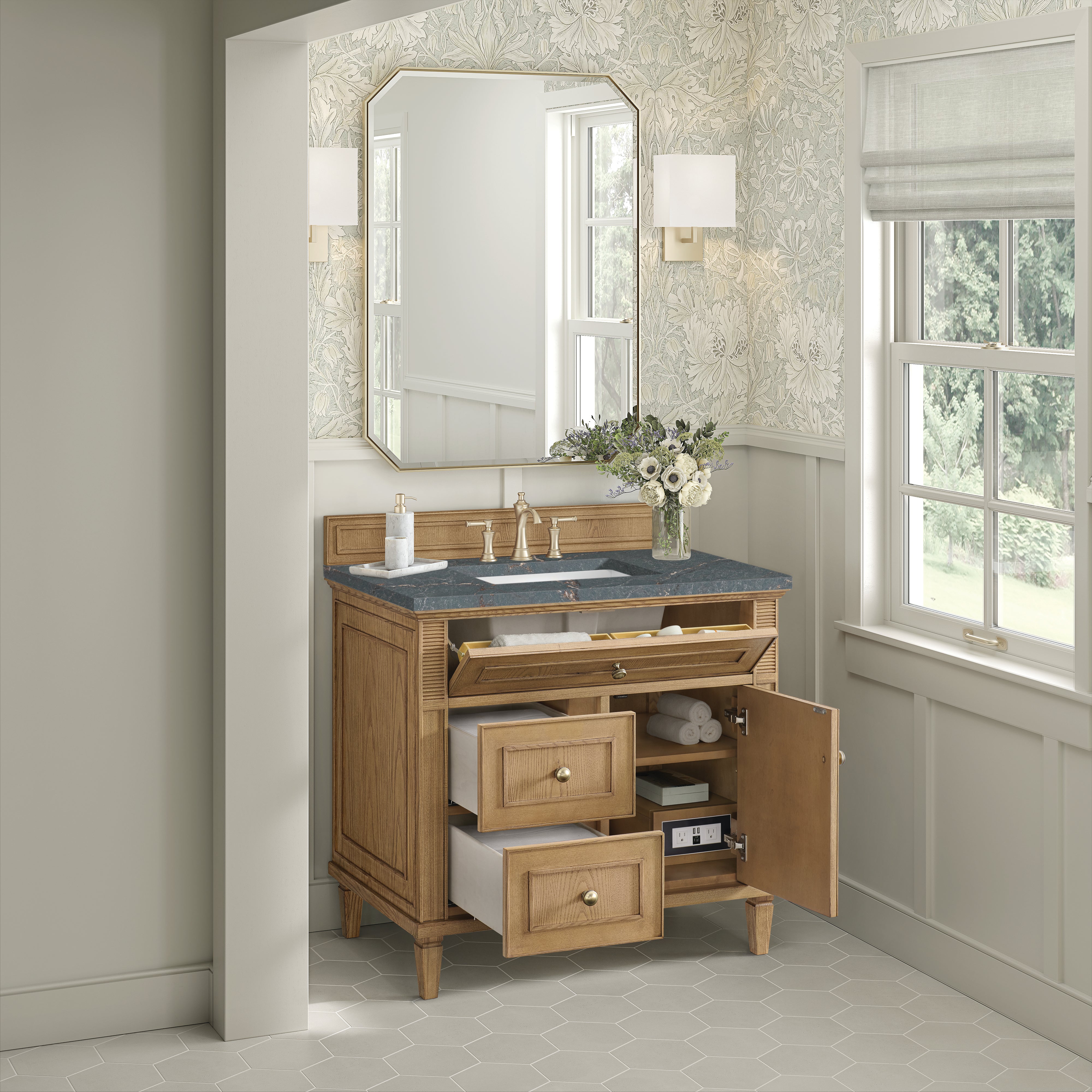 James Martin Lorelai 36" Single Vanity in Light Natural Oak with 3cm Countertop