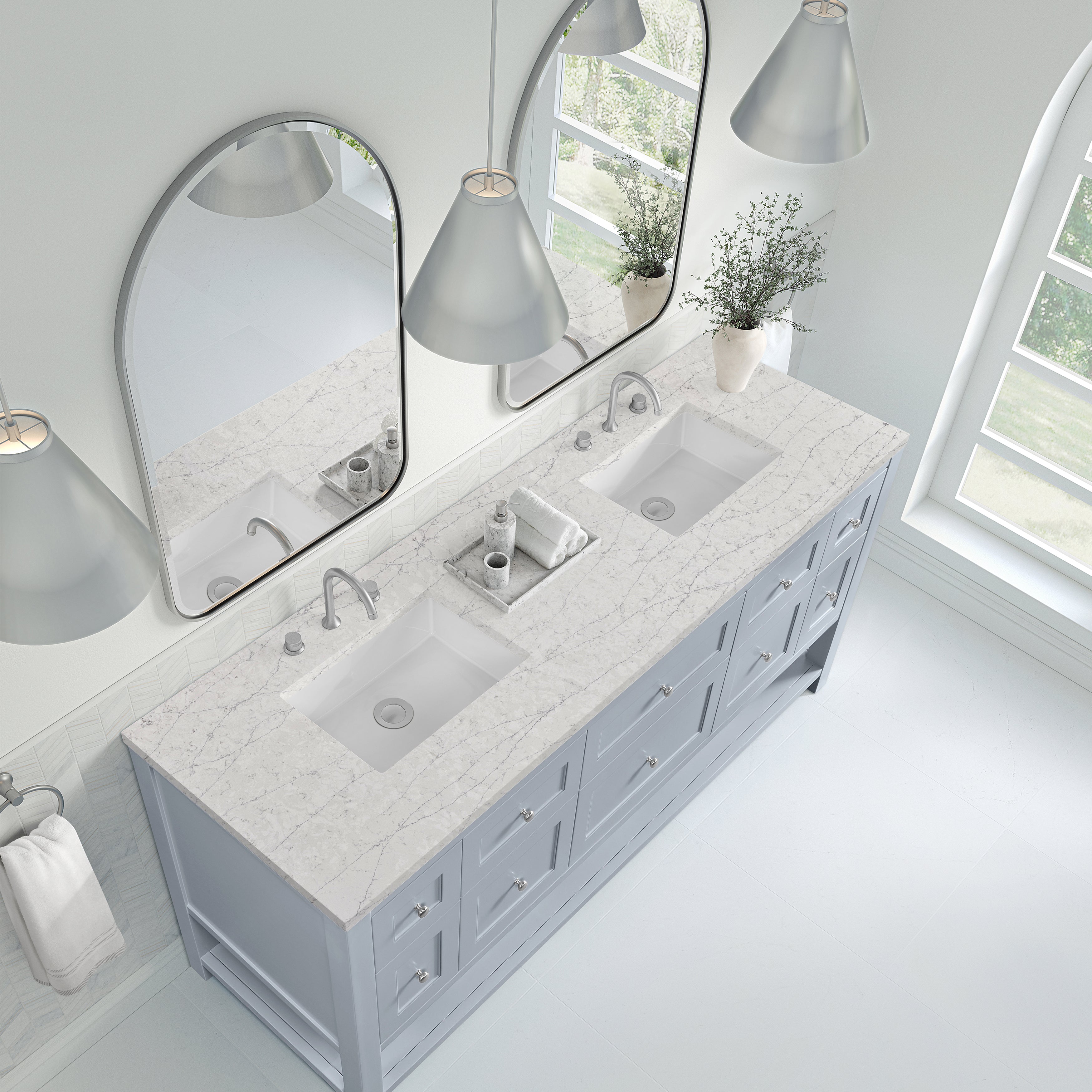 James Martin Breckenridge 72" Double Vanity in Serenity Blue with 3cm Countertop