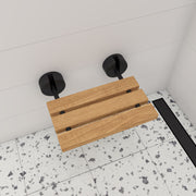ALFI brand ABS16R 16" Wide Foldable Teak Shower Seat with Round Hardware