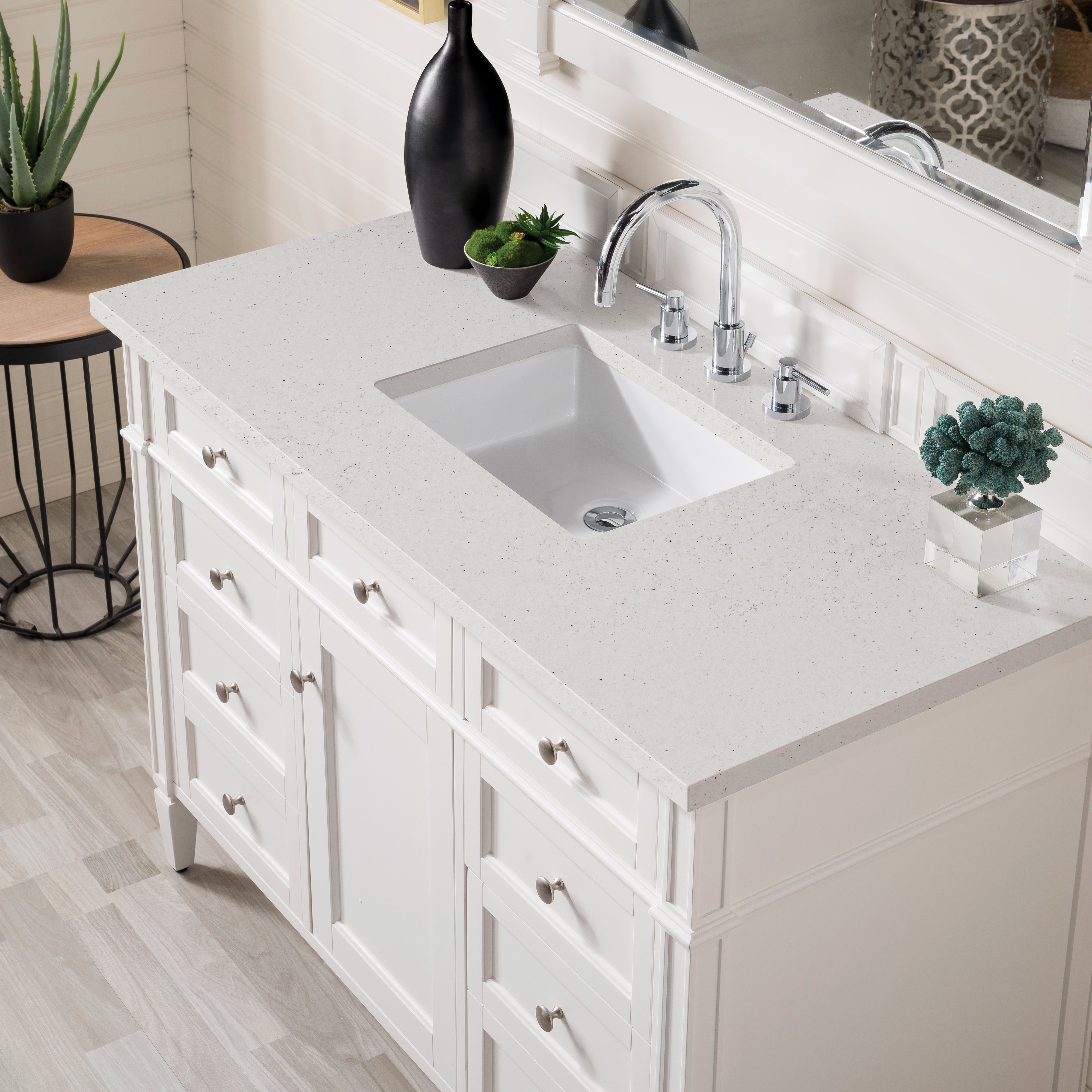 James Martin Brittany 48" Single Vanity in Bright White with 3cm Countertop