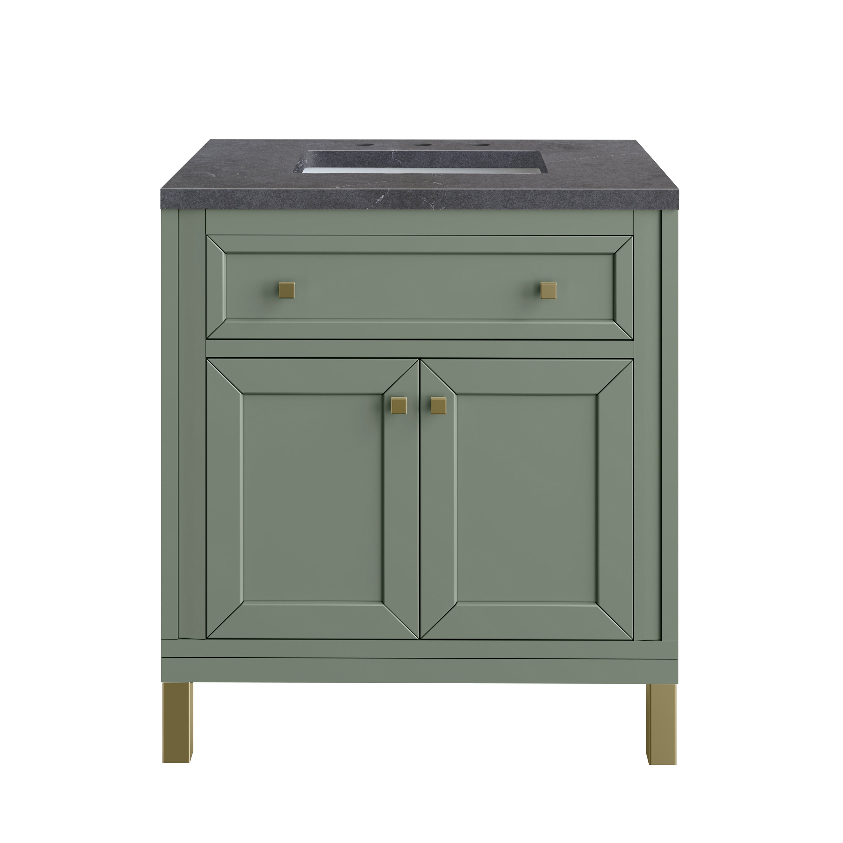 James Martin Chicago 30" Single Vanity in Smokey Celadon with 3cm Countertop