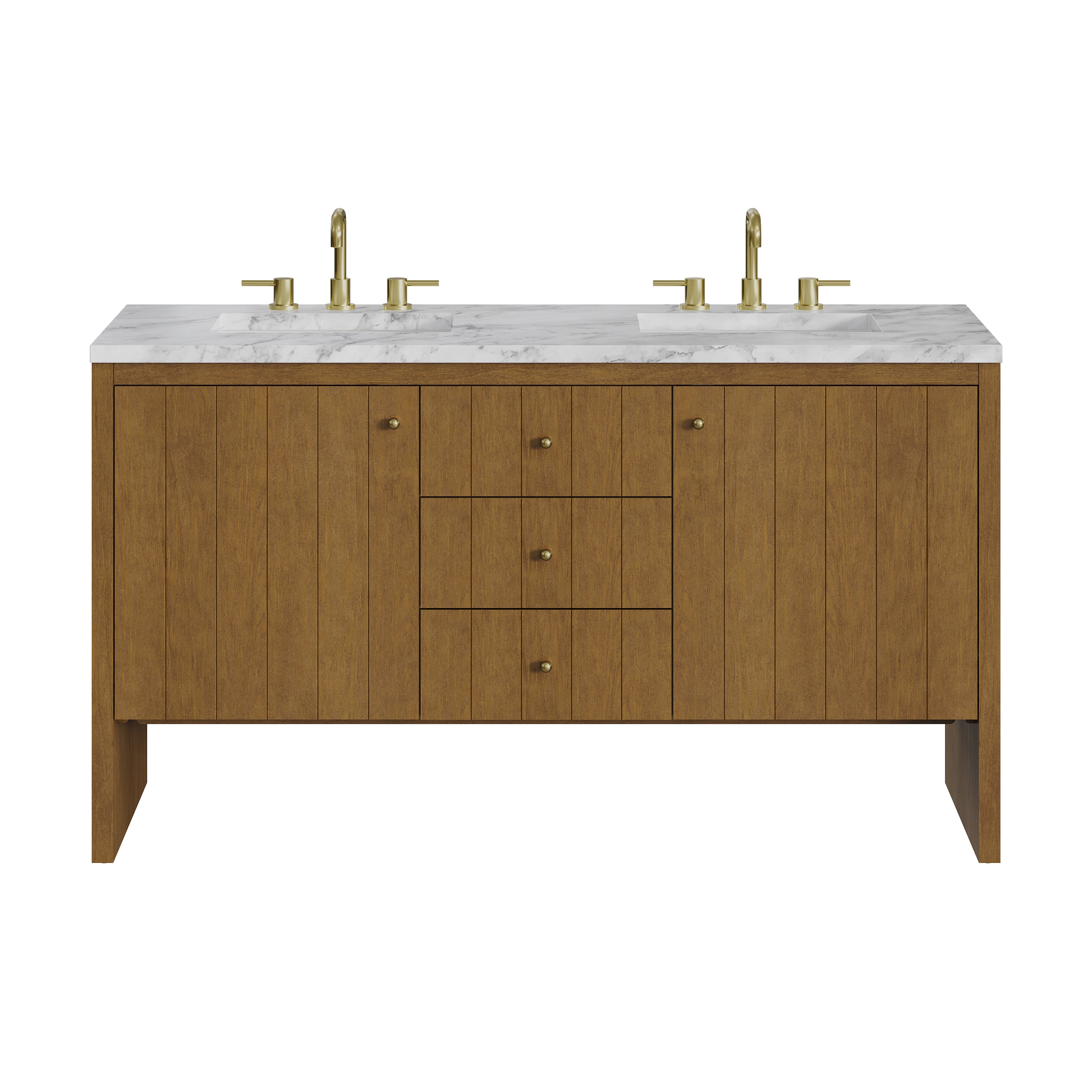 James Martin Hudson 60" Double Vanity in Honey Oak with 3cm Countertop