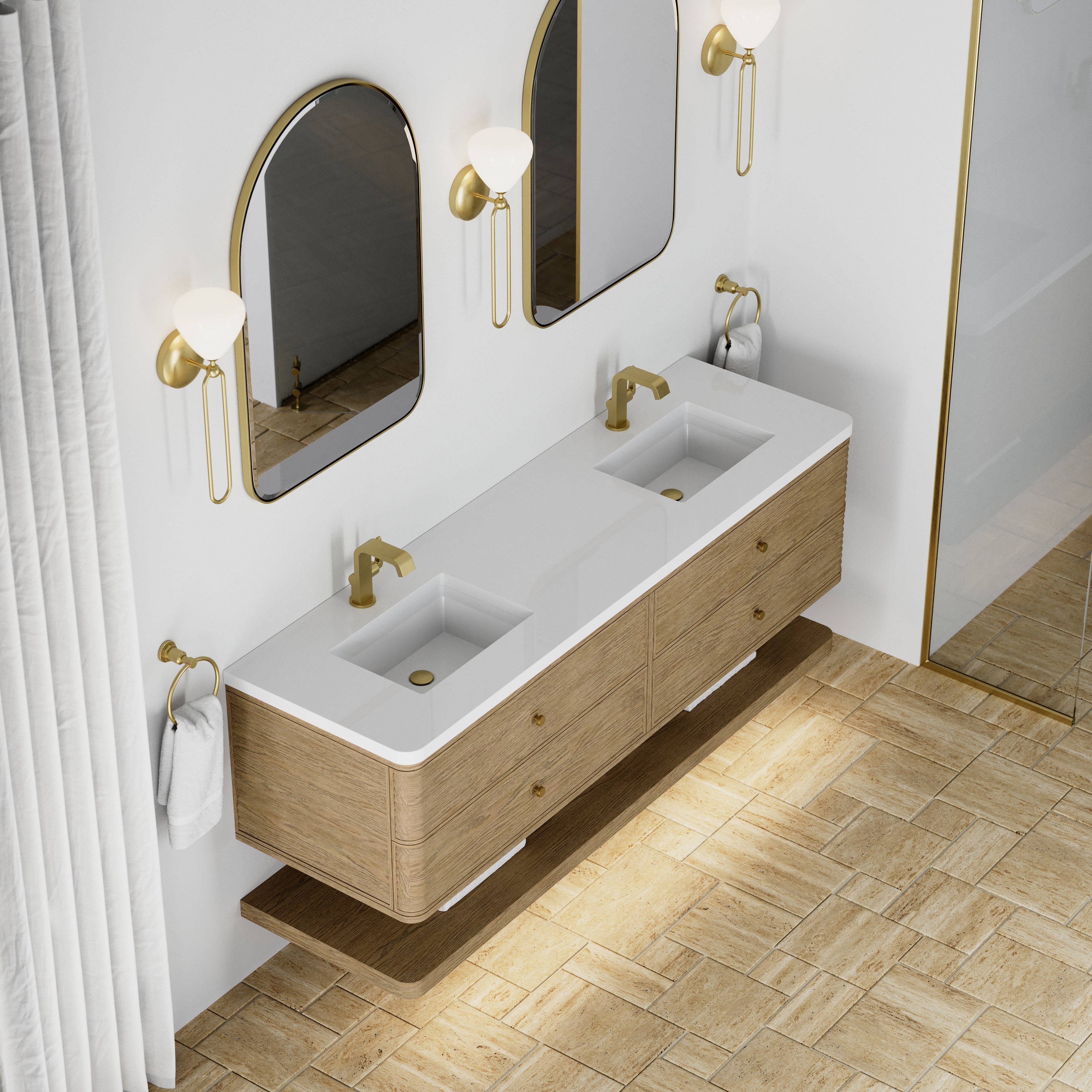 James Martin Allamari 72" Double Vanity in Dune Mist with 3cm Countertop