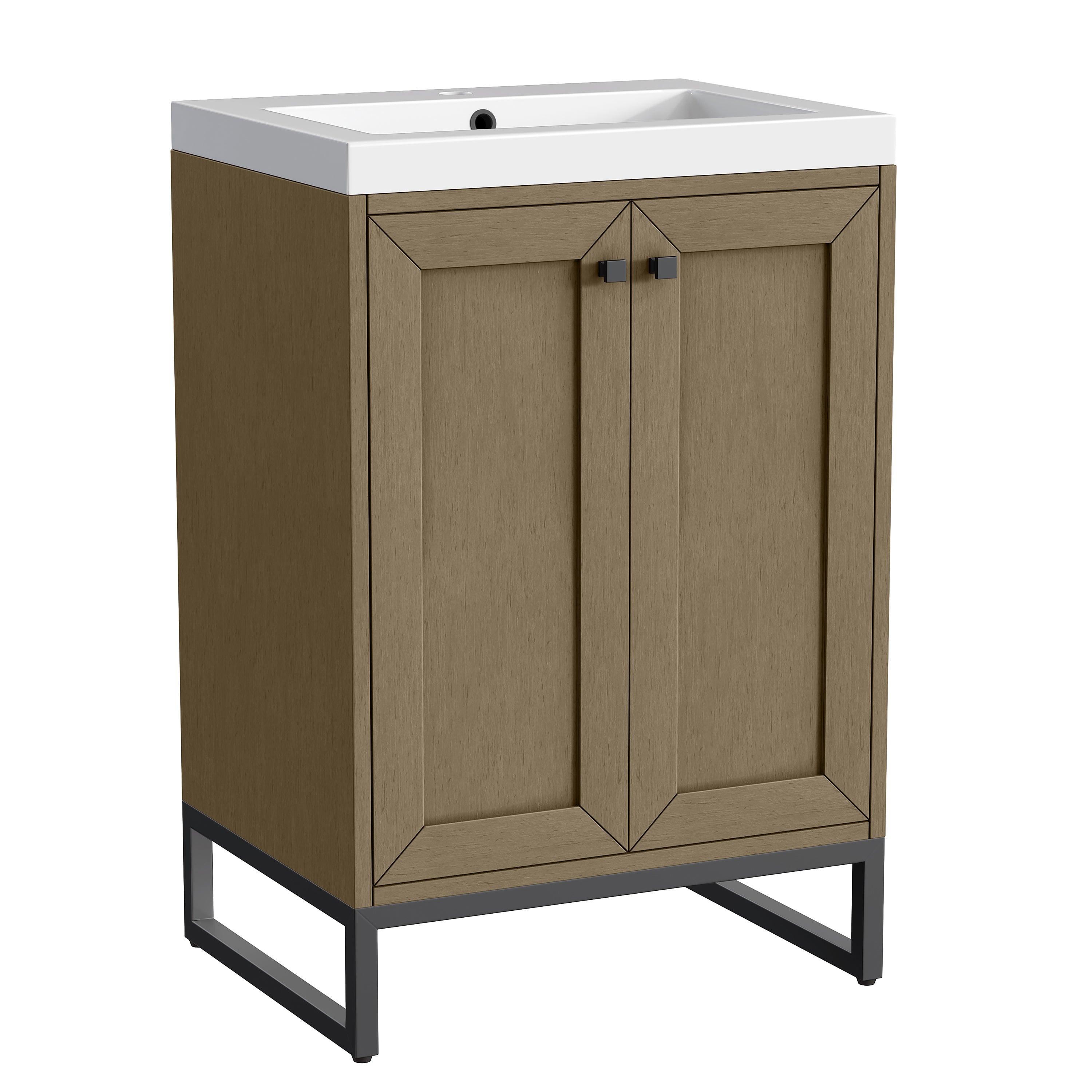 James Martin Chianti 24" Single Vanity in Glossy White with White Glossy Composite Stone Top