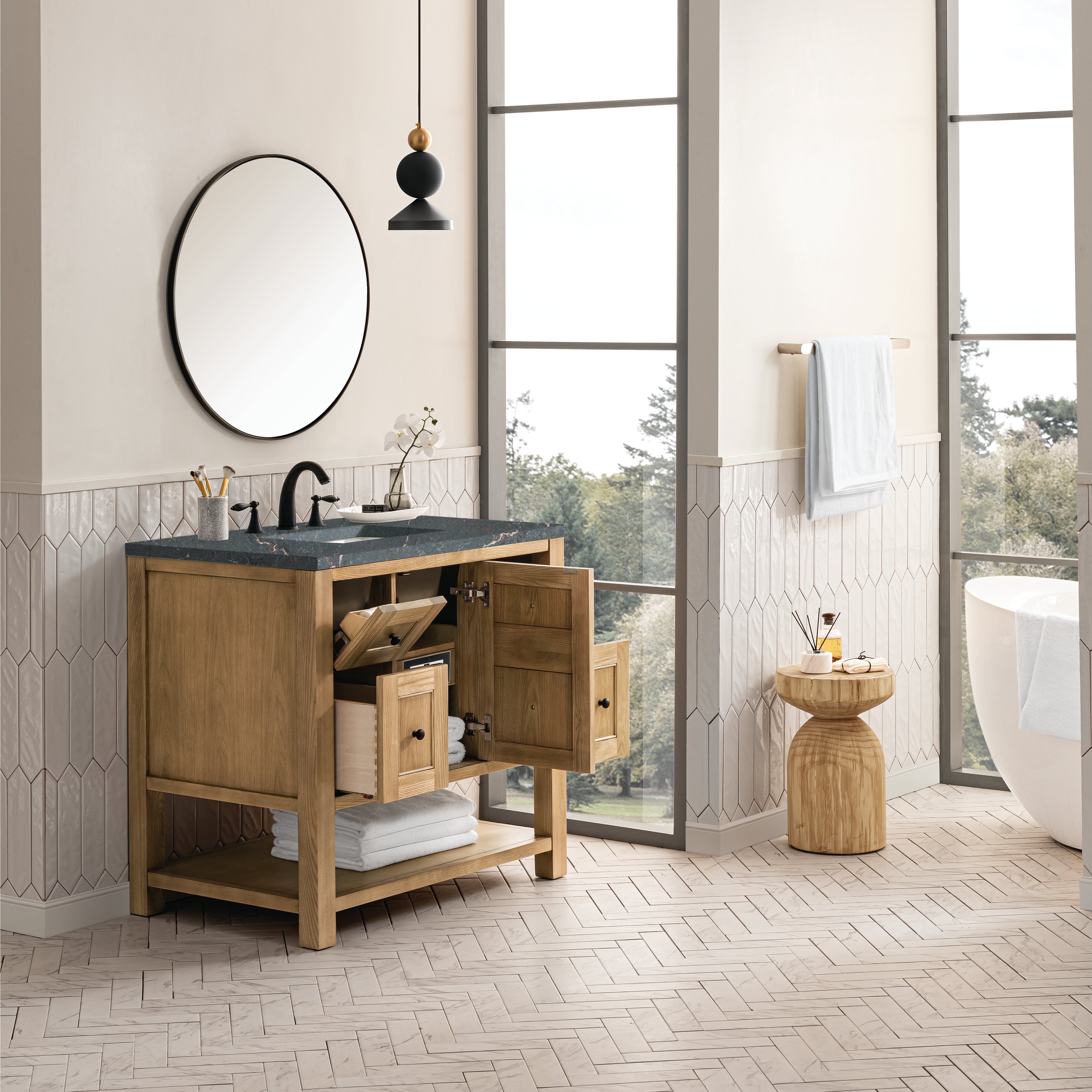 James Martin Breckenridge 36" Single Vanity in Light Natural Oak with 3cm Countertop
