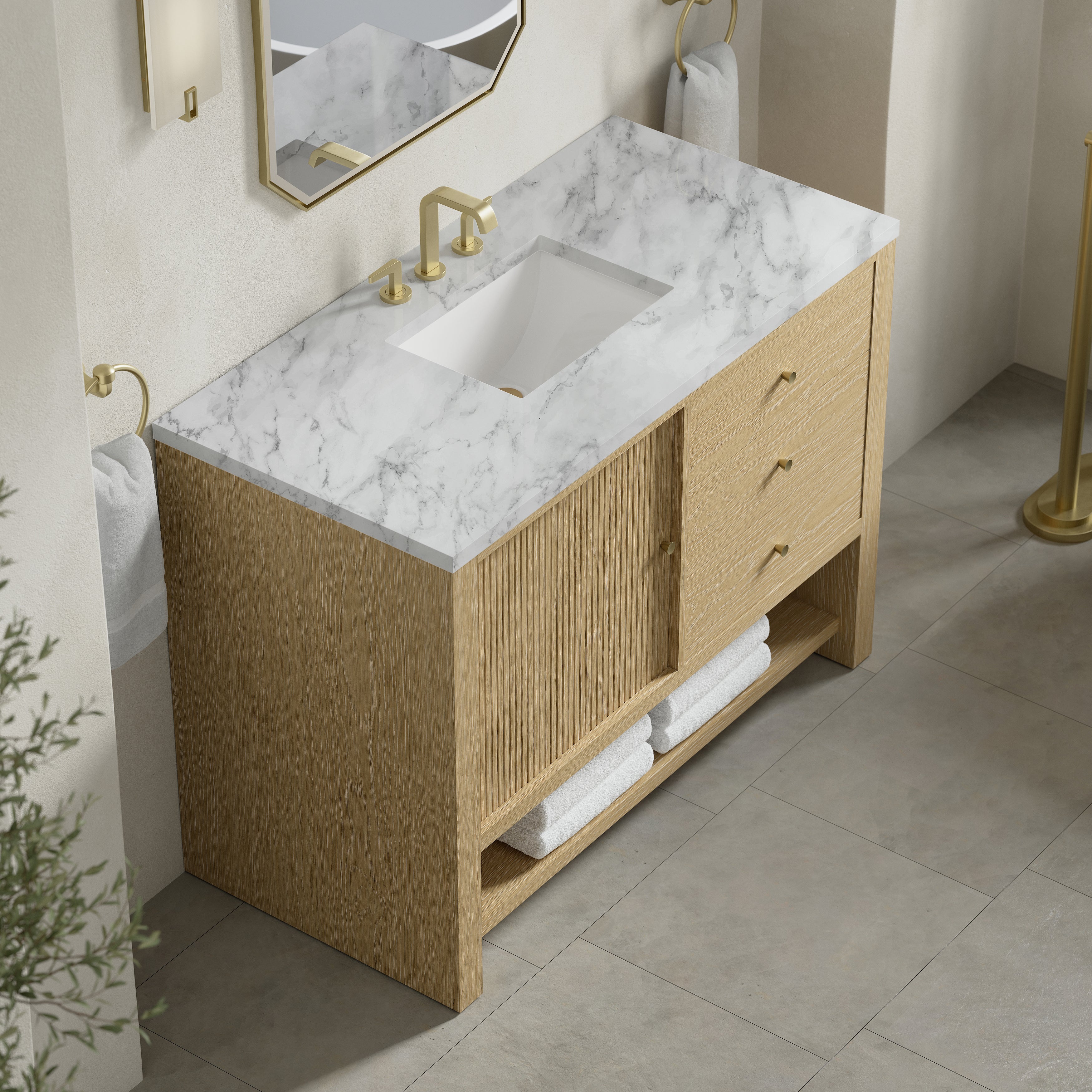 James Martin Marigot 48" Single Vanity in Sunwashed Oak with 3cm Countertop