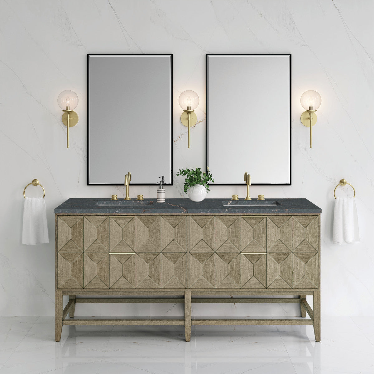 Emmeline 72" Double Vanity Cabinet, Pebble Oak