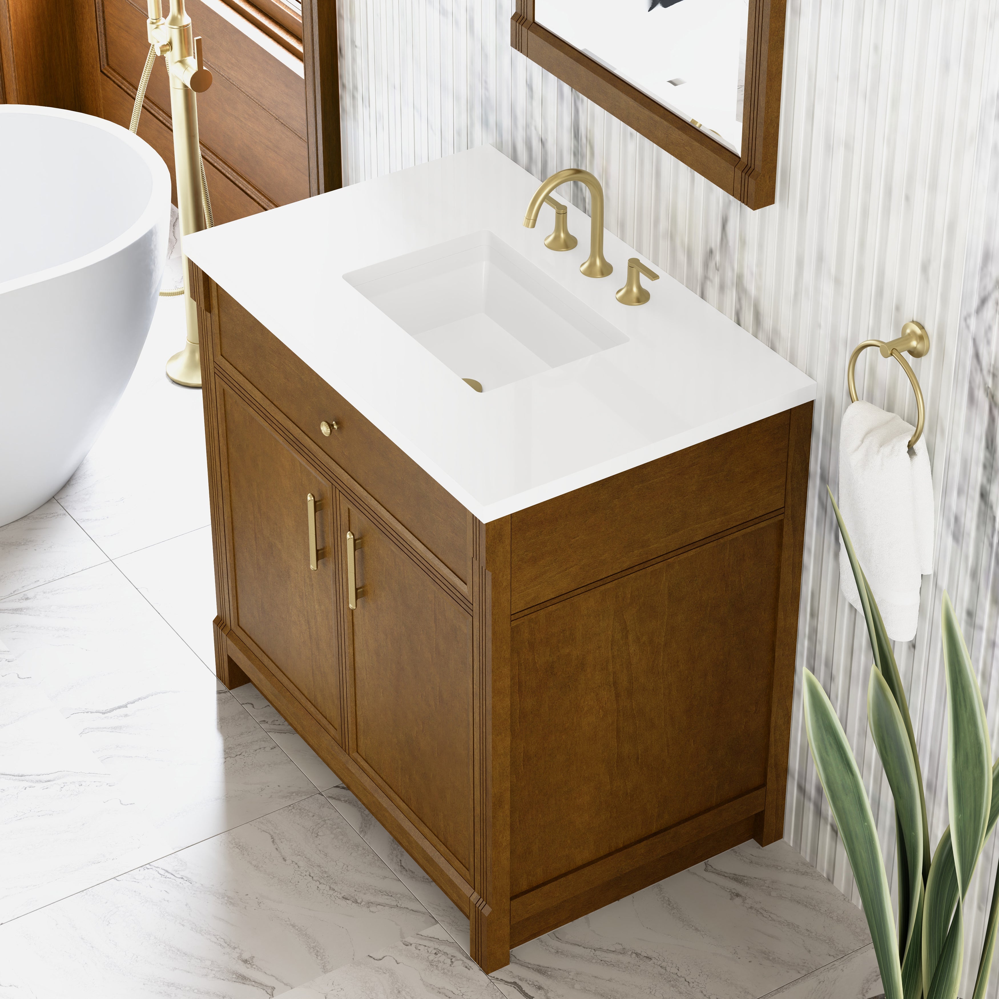 James Martin Bellshire 36" Single Vanity in Honey Oak with 3cm Countertop
