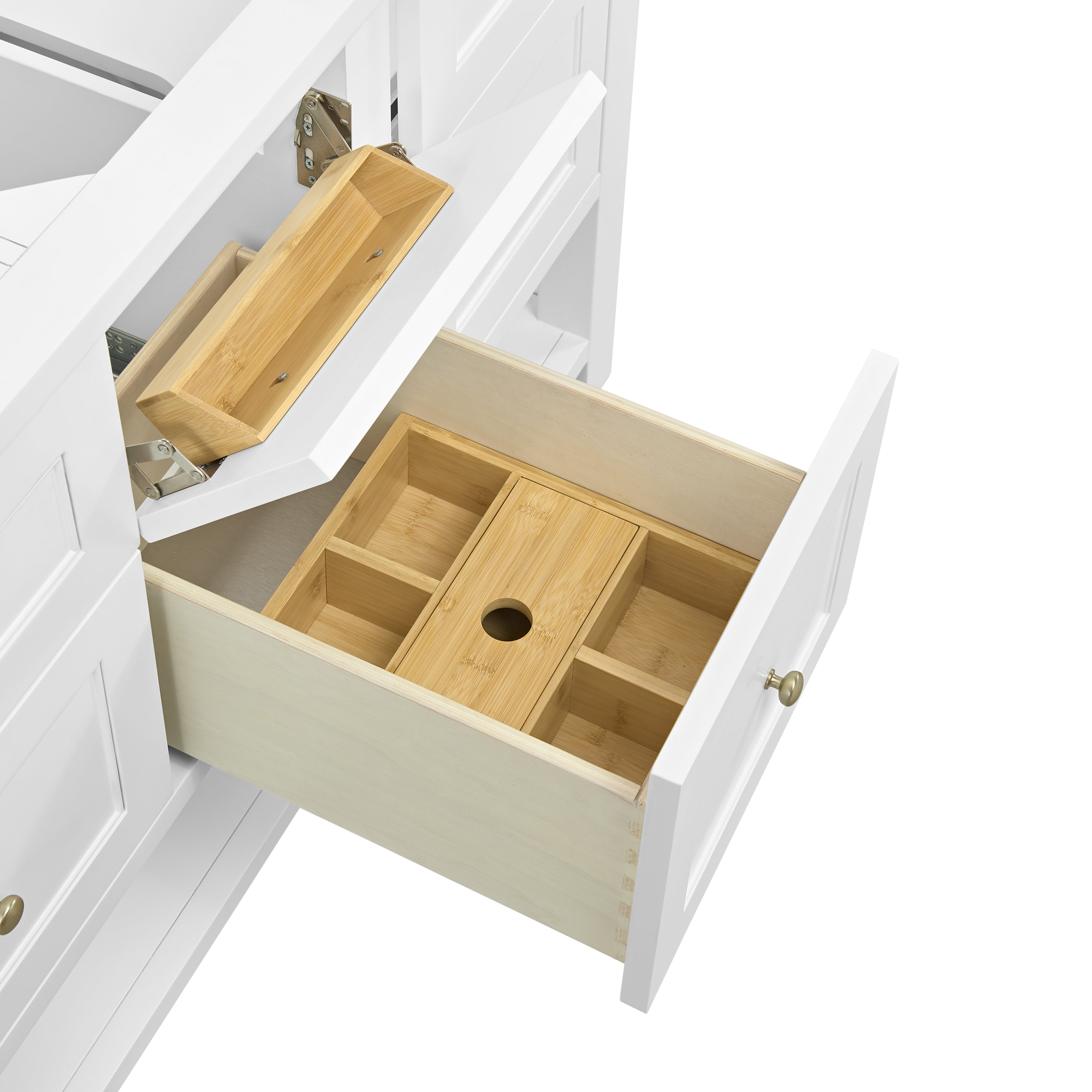 James Martin Breckenridge 60" Double Vanity in Bright White with 3cm Countertop and FreePower Wireless Charger