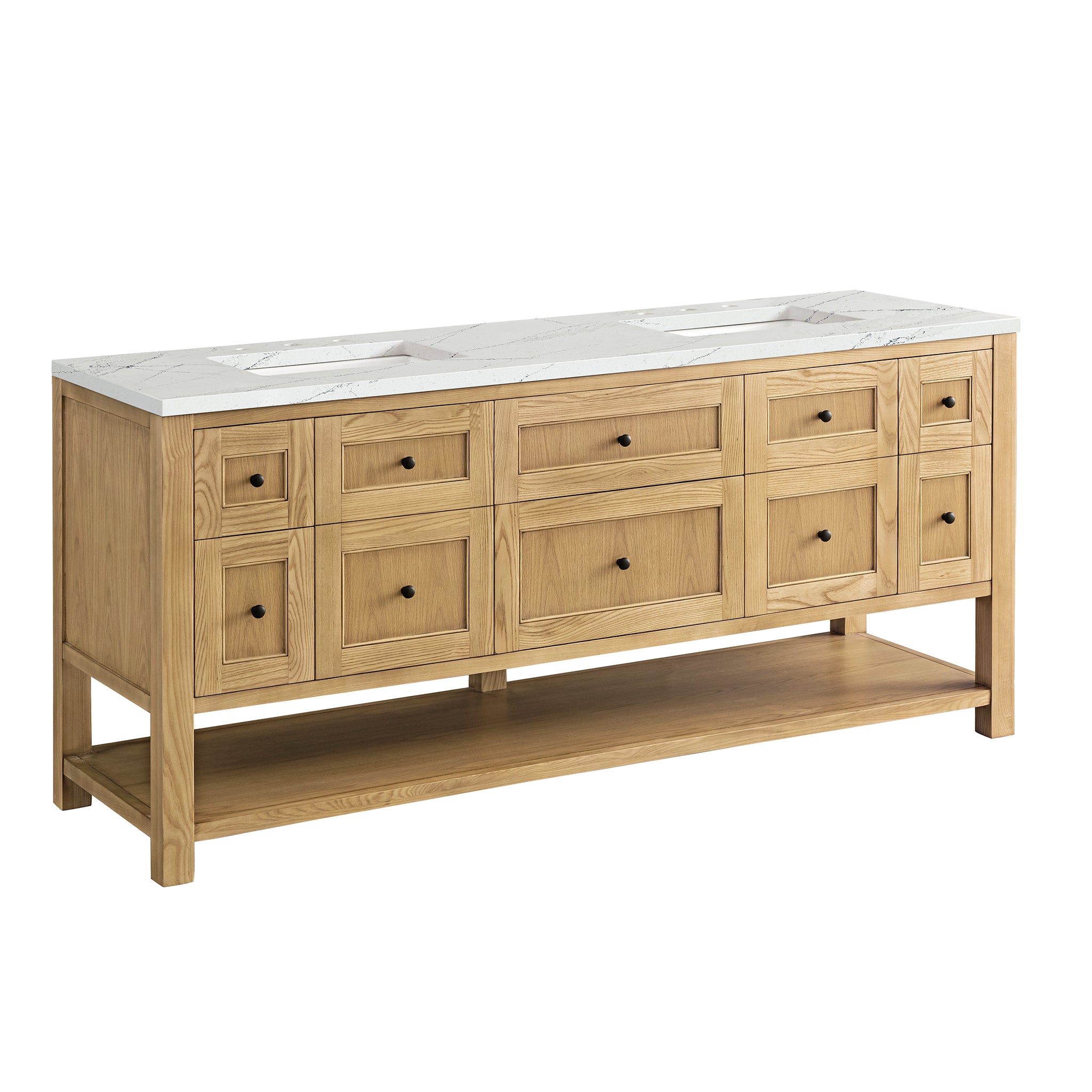 James Martin Breckenridge 72" Double Vanity in Light Natural Oak with 3cm Countertop and FreePower Wireless Charger