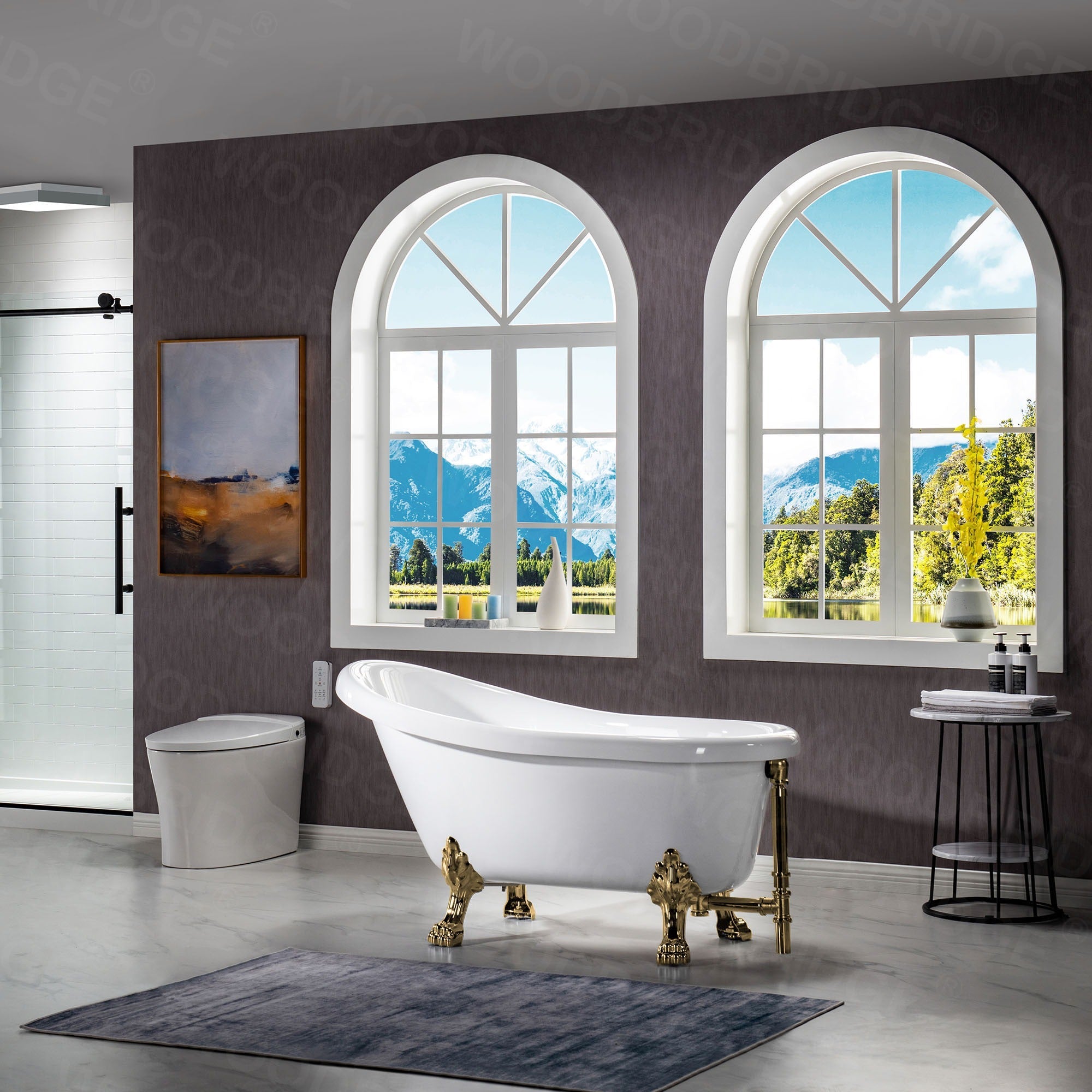 WOODBRIDGE 54" Heavy Duty Acrylic Slipper Clawfoot Bathtub with Drain & Overflow – Multiple Finishes, B0021 Series