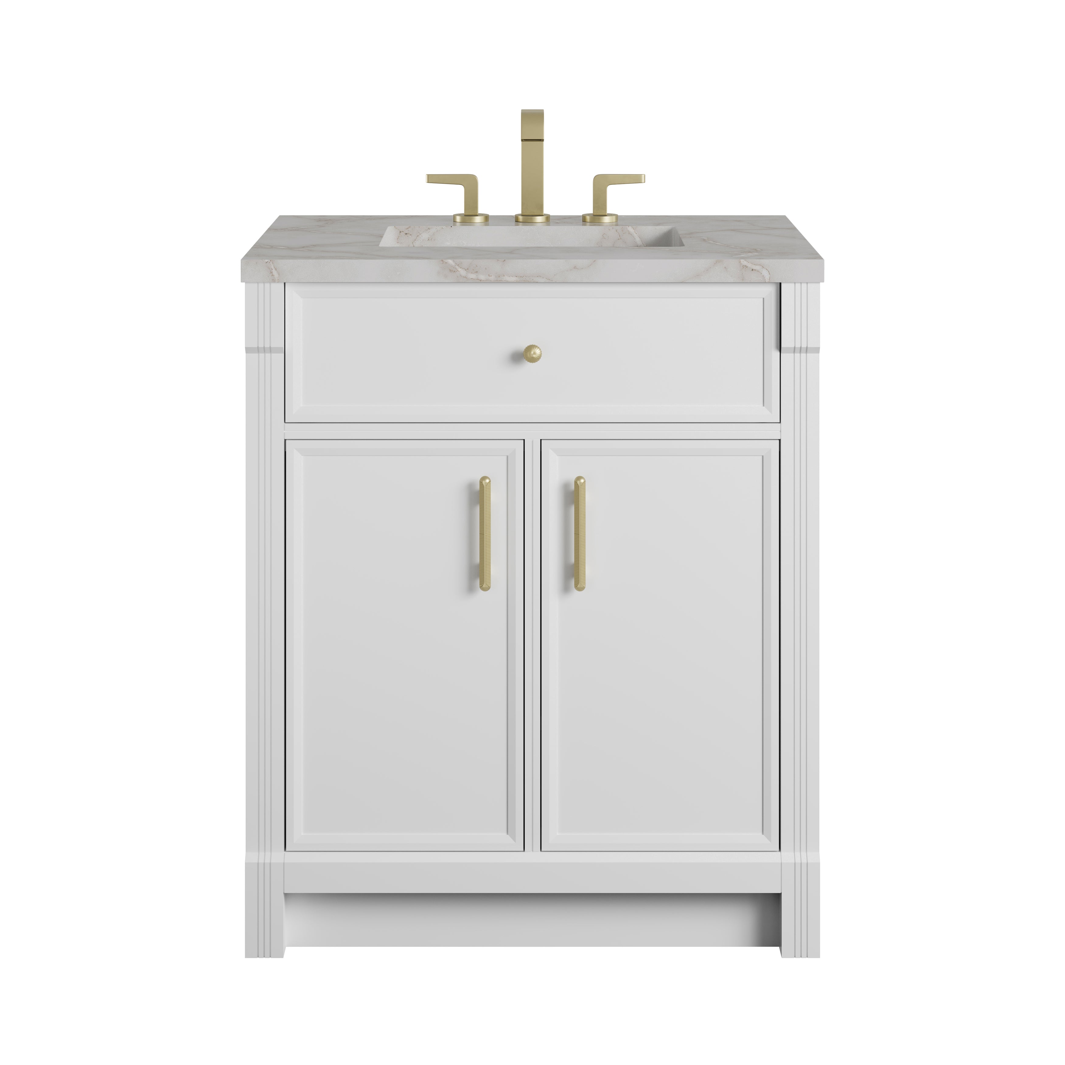 James Martin Bellshire 30" Single Vanity in Bright White with 3cm Countertop
