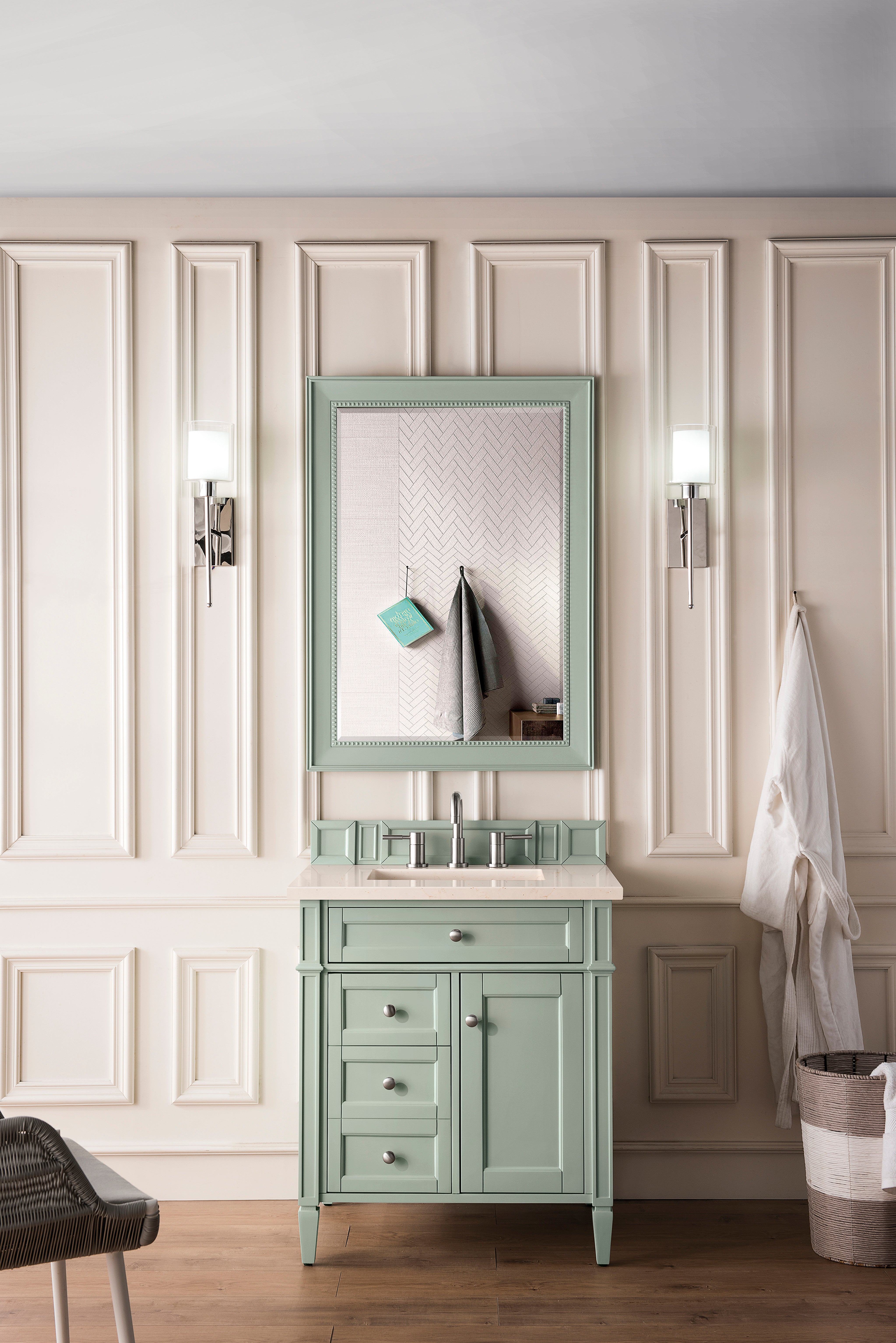 James Martin Brittany 30" Single Vanity in Sage Green with 3cm Countertop