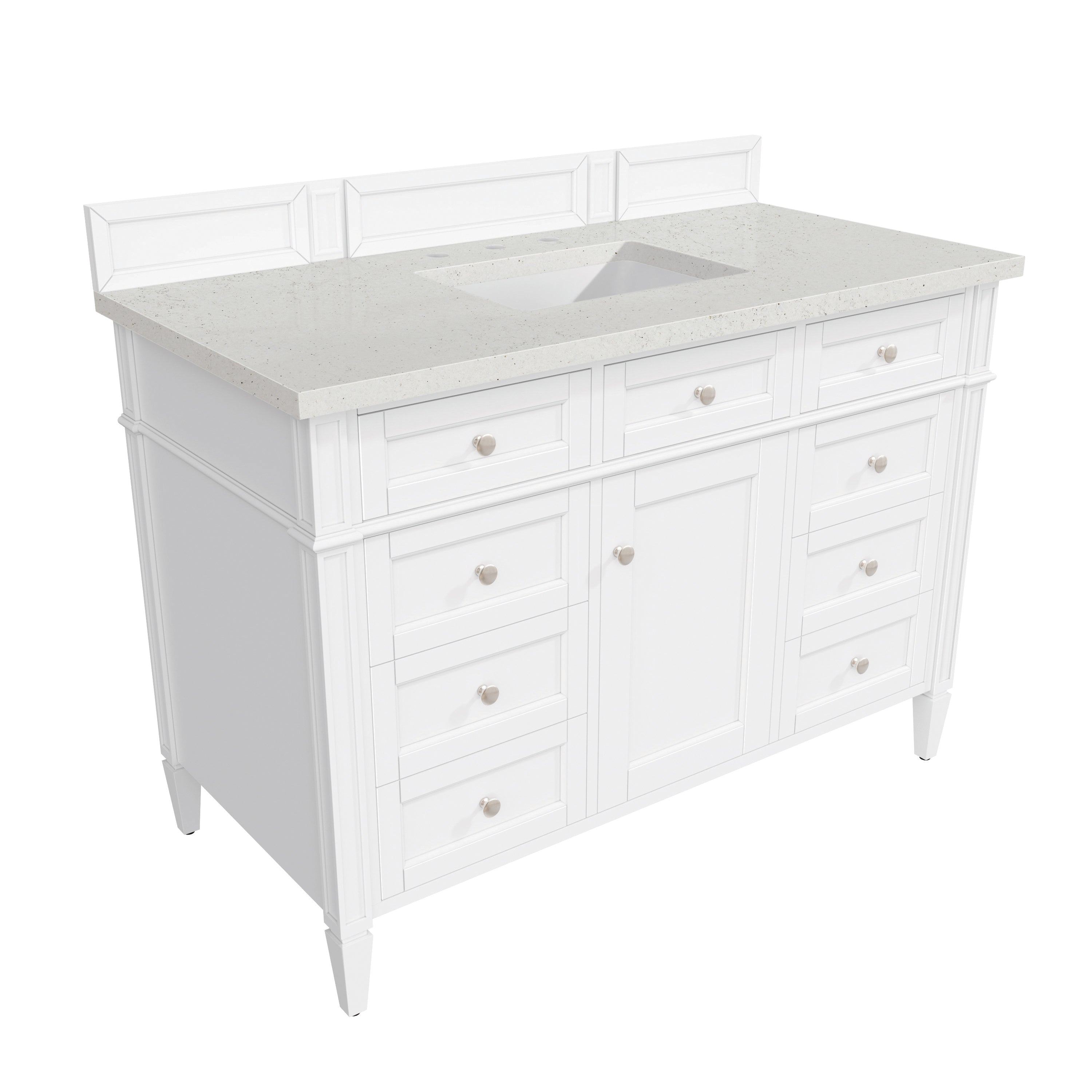 James Martin Brittany 48" Single Vanity in Bright White with 3cm Countertop