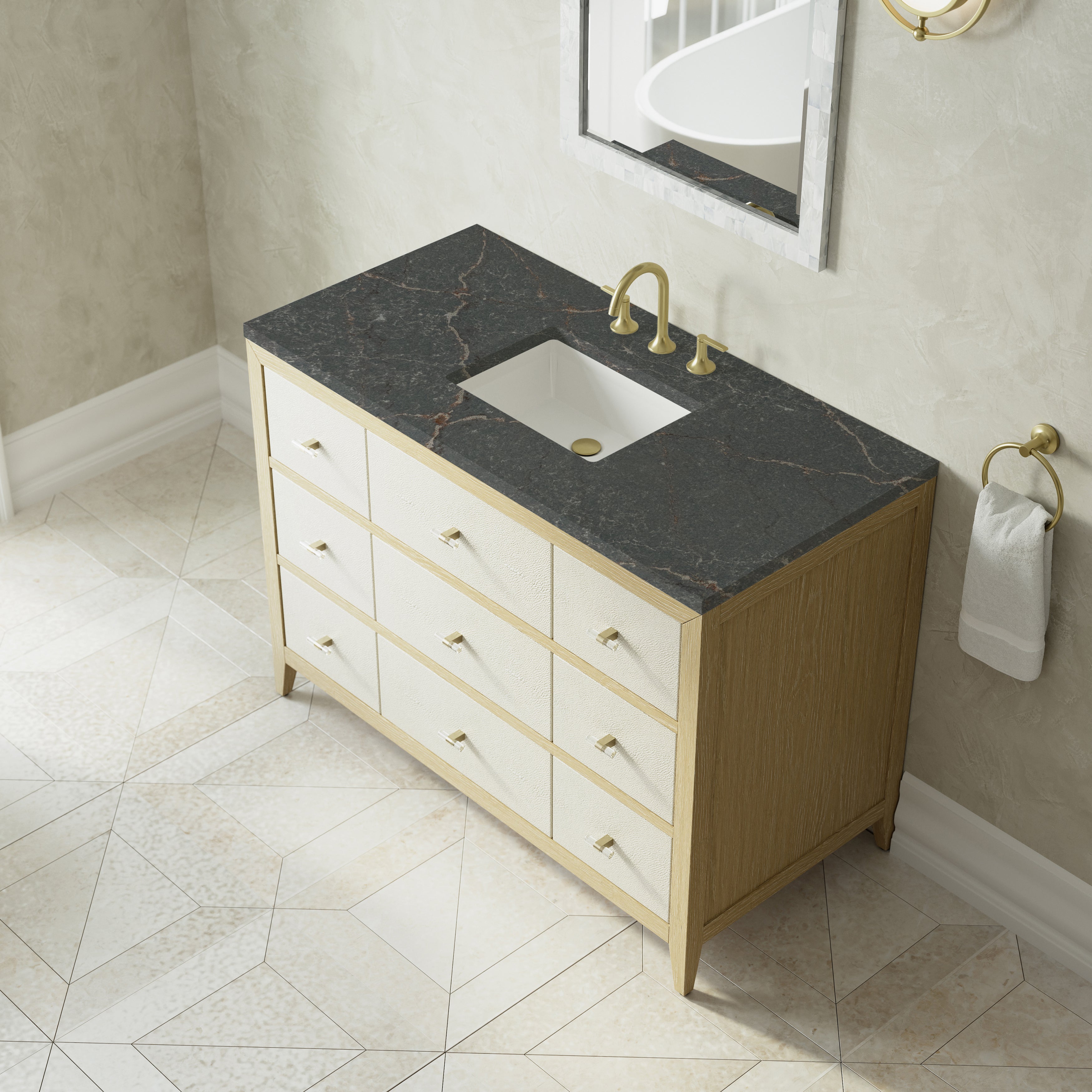 James Martin Celeste 48" Single Vanity in Sunwashed Oak with 3cm Countertop