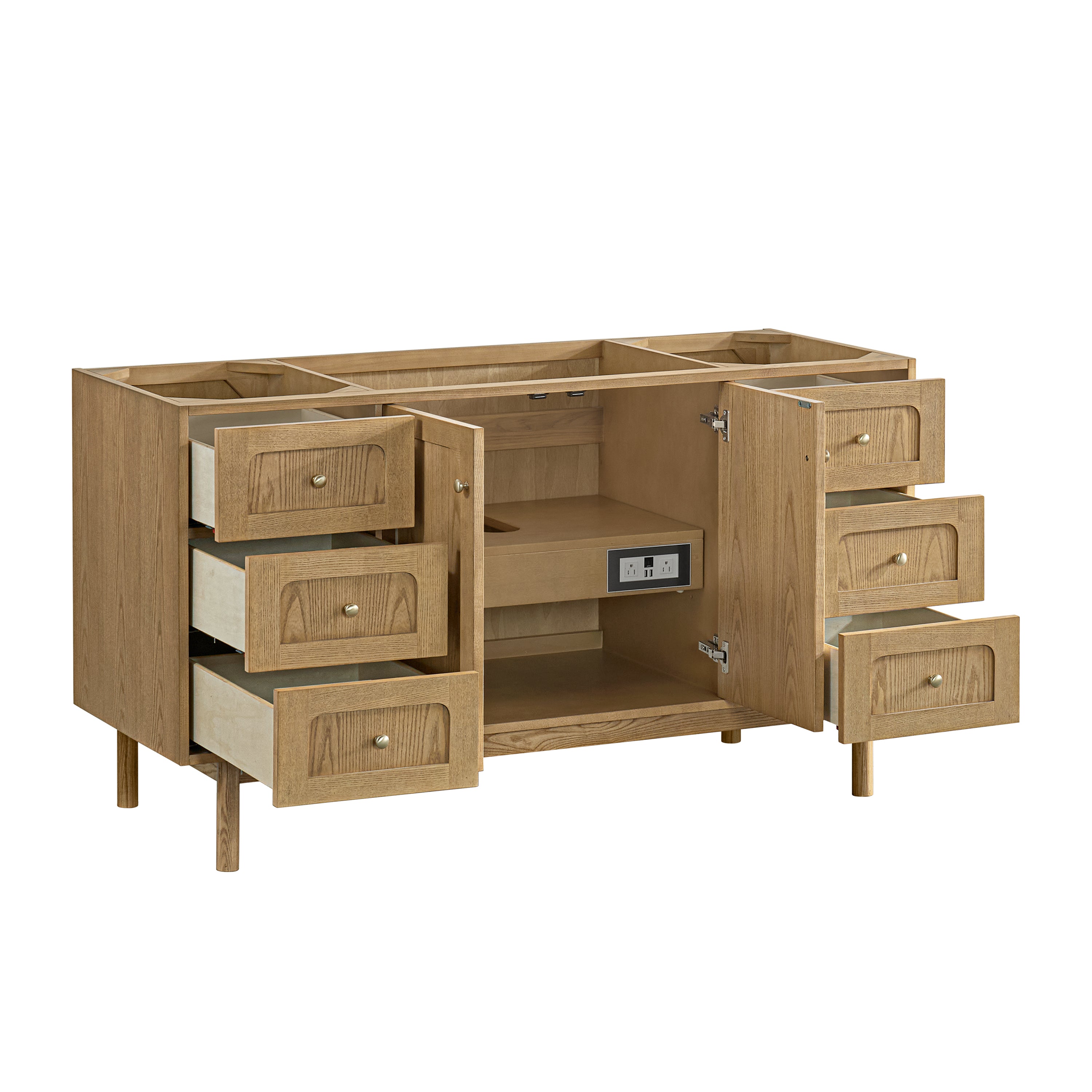 James Martin Laurent 60" Single Vanity in Light Natural Oak with 3cm Countertop and FreePower Wireless Charger