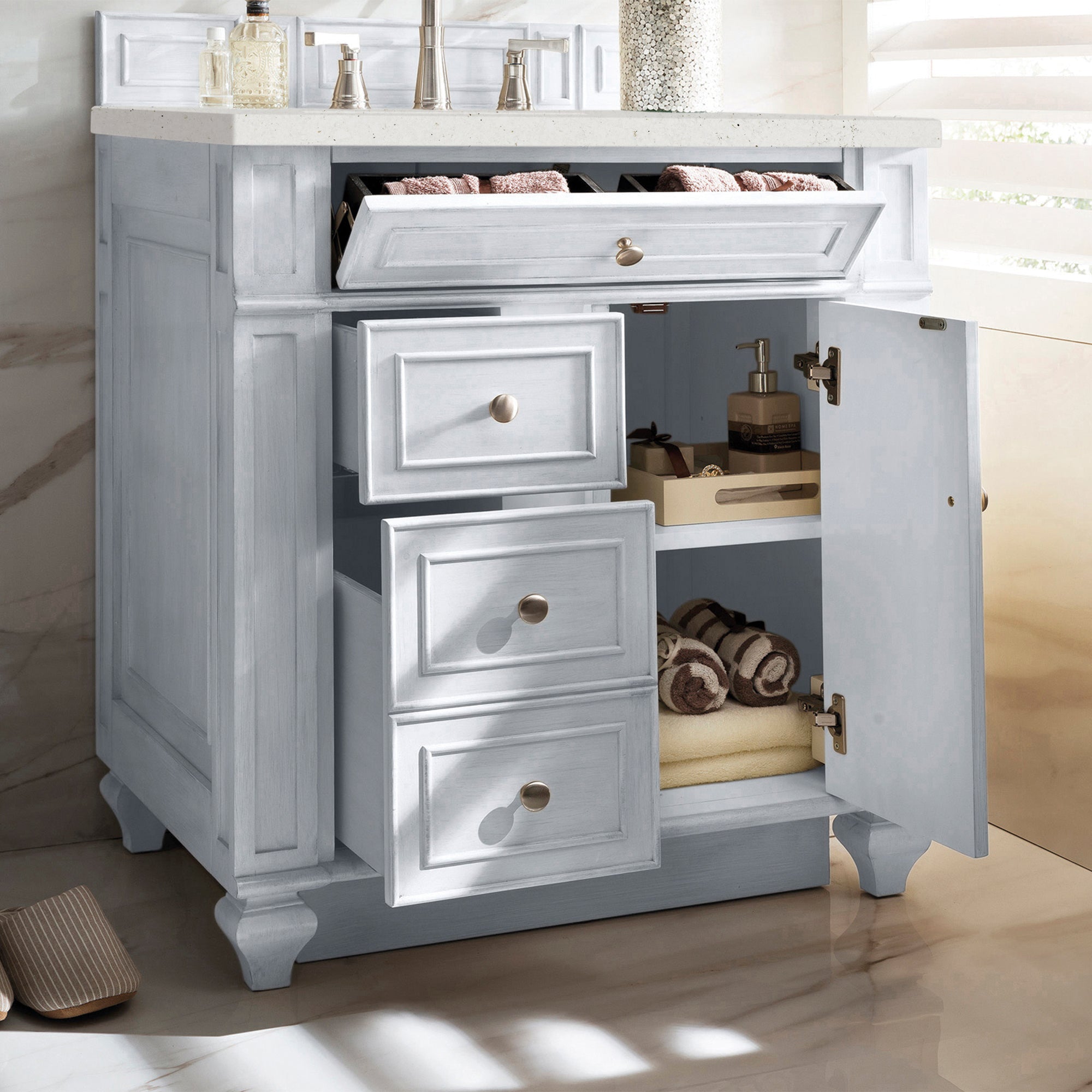 James Martin Bristol 30" Single Vanity in Bright White with 3cm Countertop