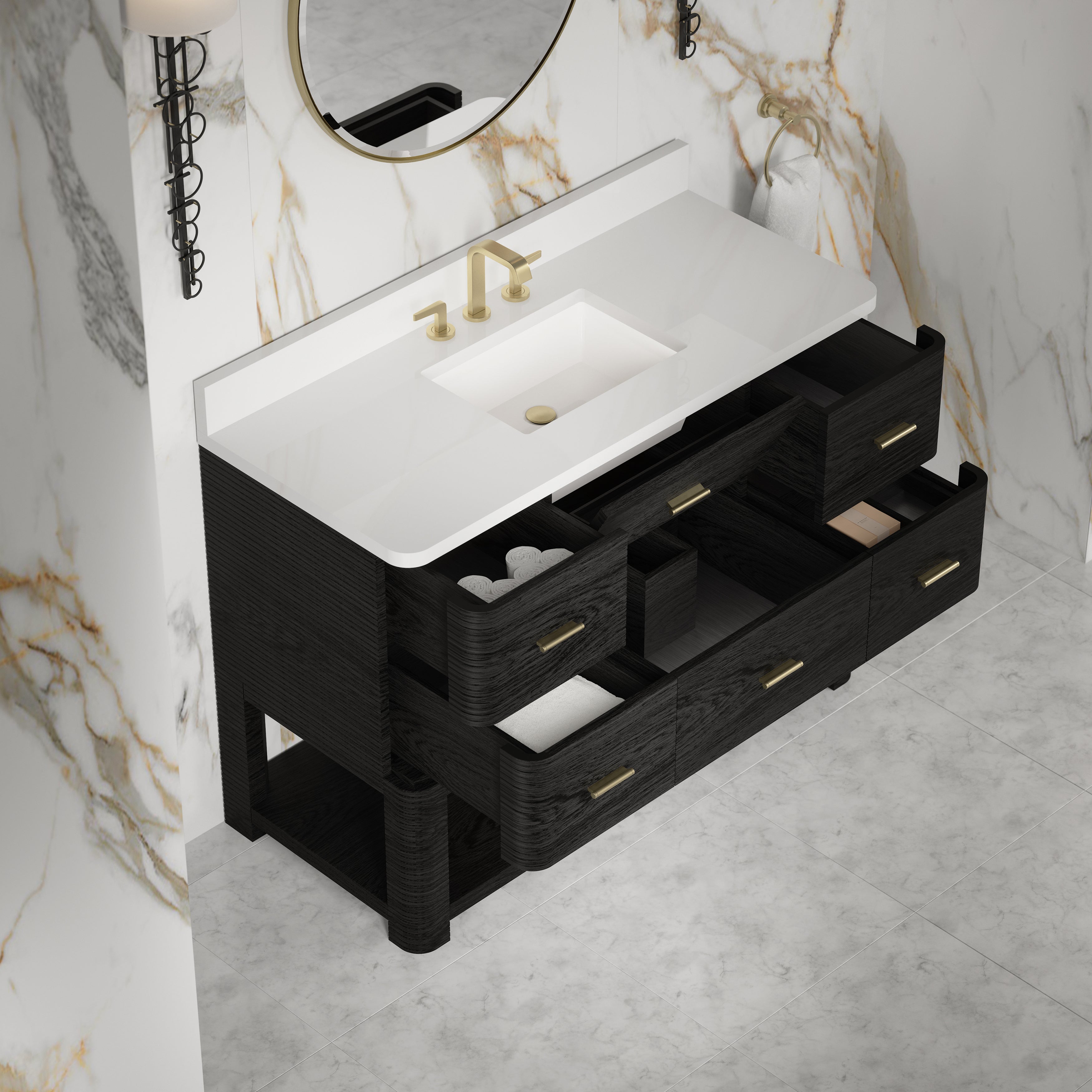 James Martin Lucian 48" Single Vanity in Carbon Oak with 3cm Countertop