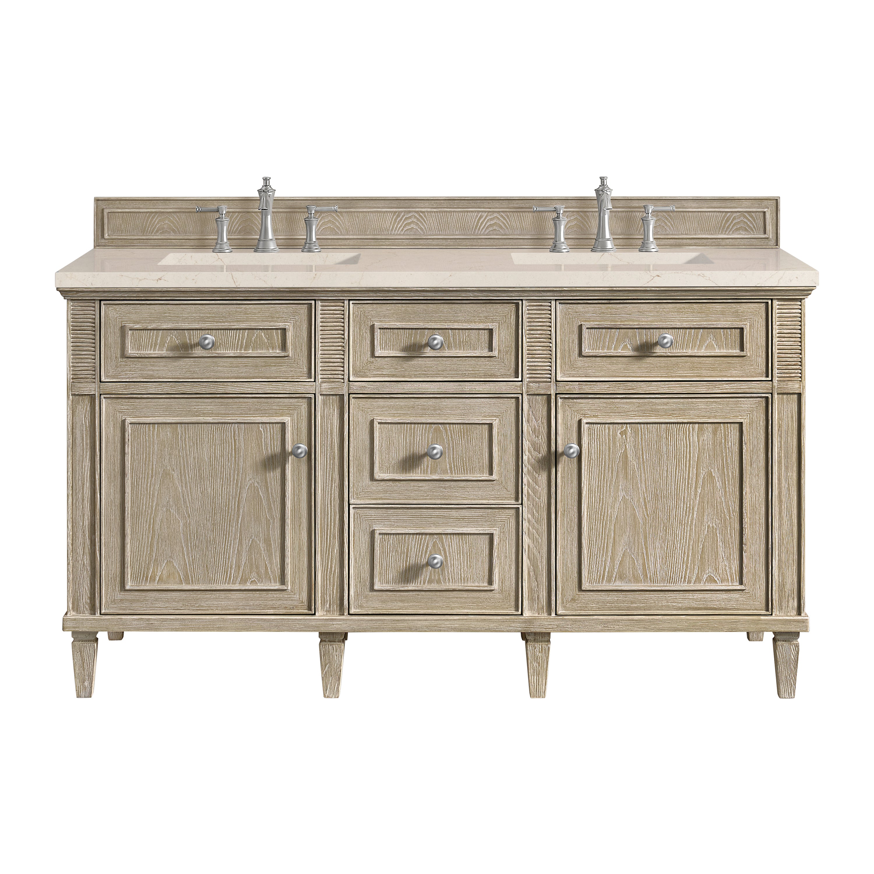 James Martin Lorelai 60" Double Vanity in Whitewashed Oak with 3cm Countertop