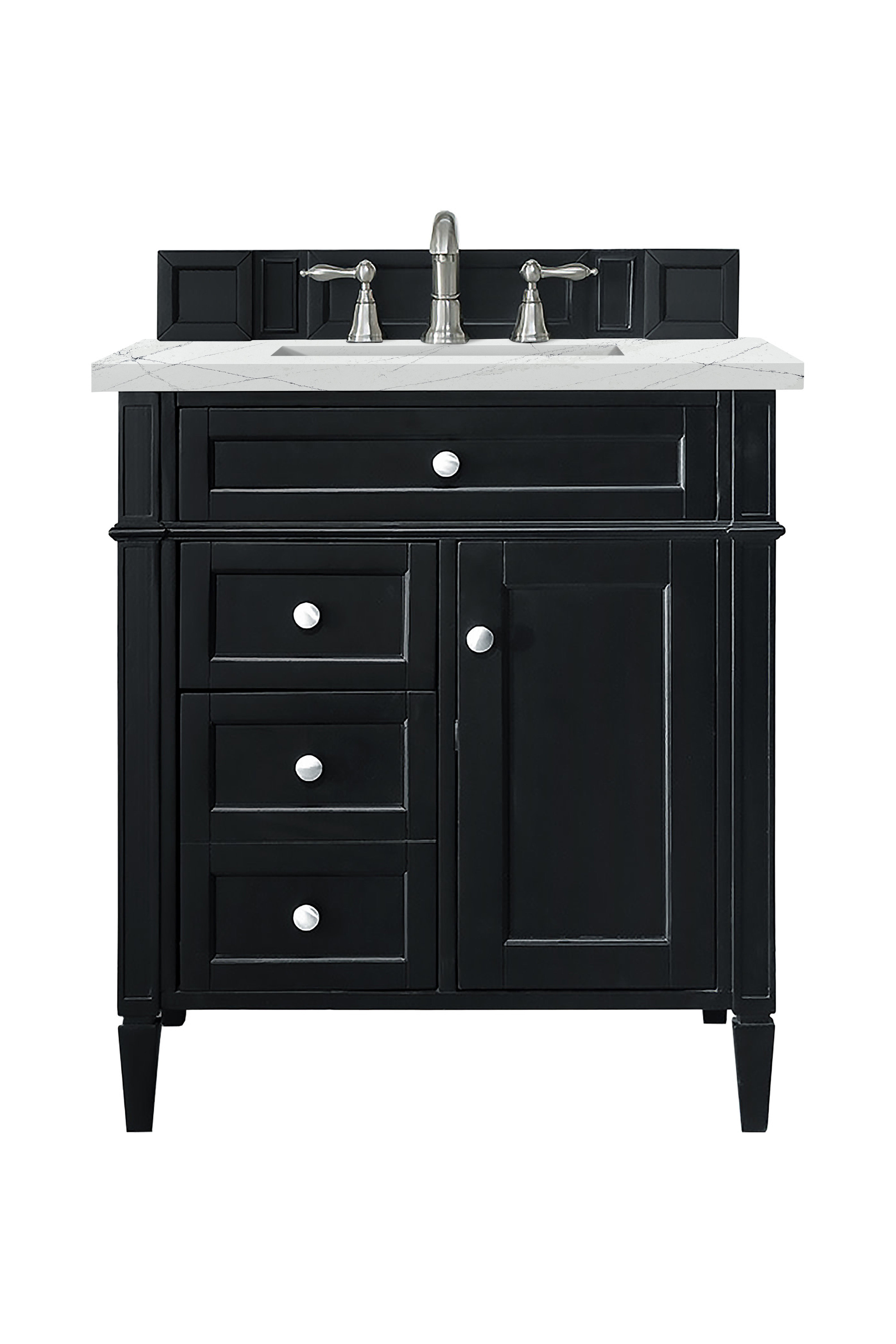 James Martin Brittany 30" Single Vanity in Black Onyx with 3cm Countertop